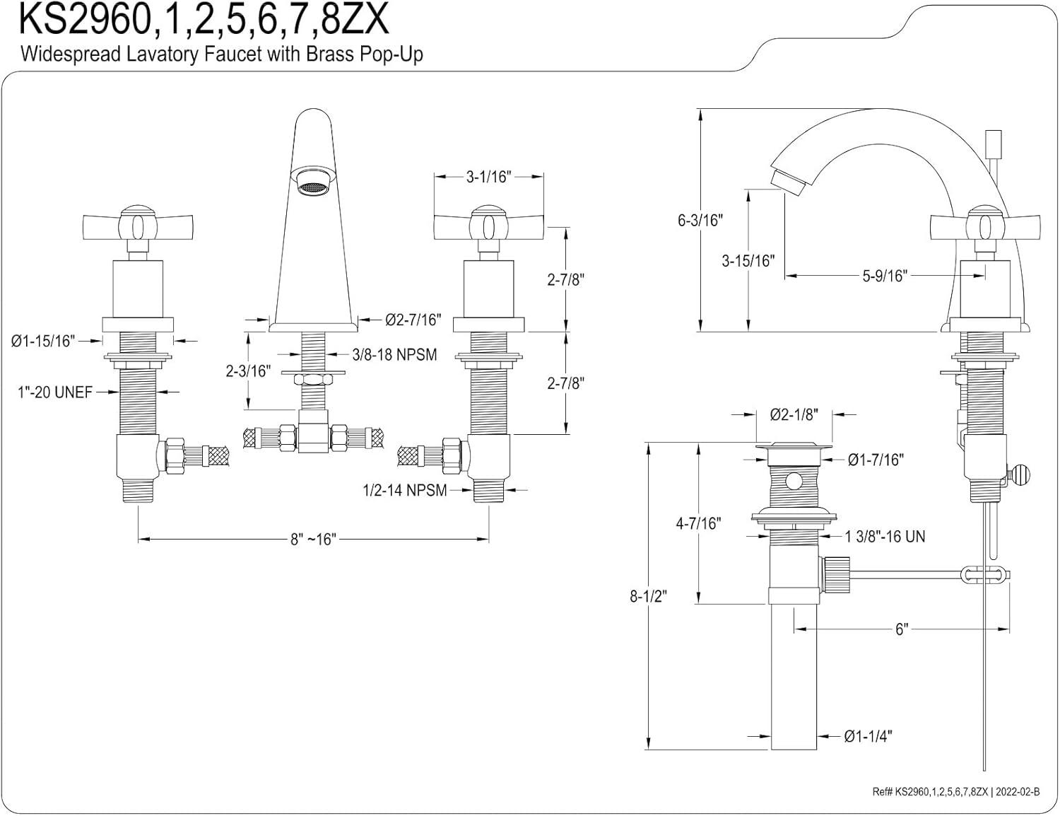 Millennium Lavatory Widespread Bathroom Faucet with Drain Assembly