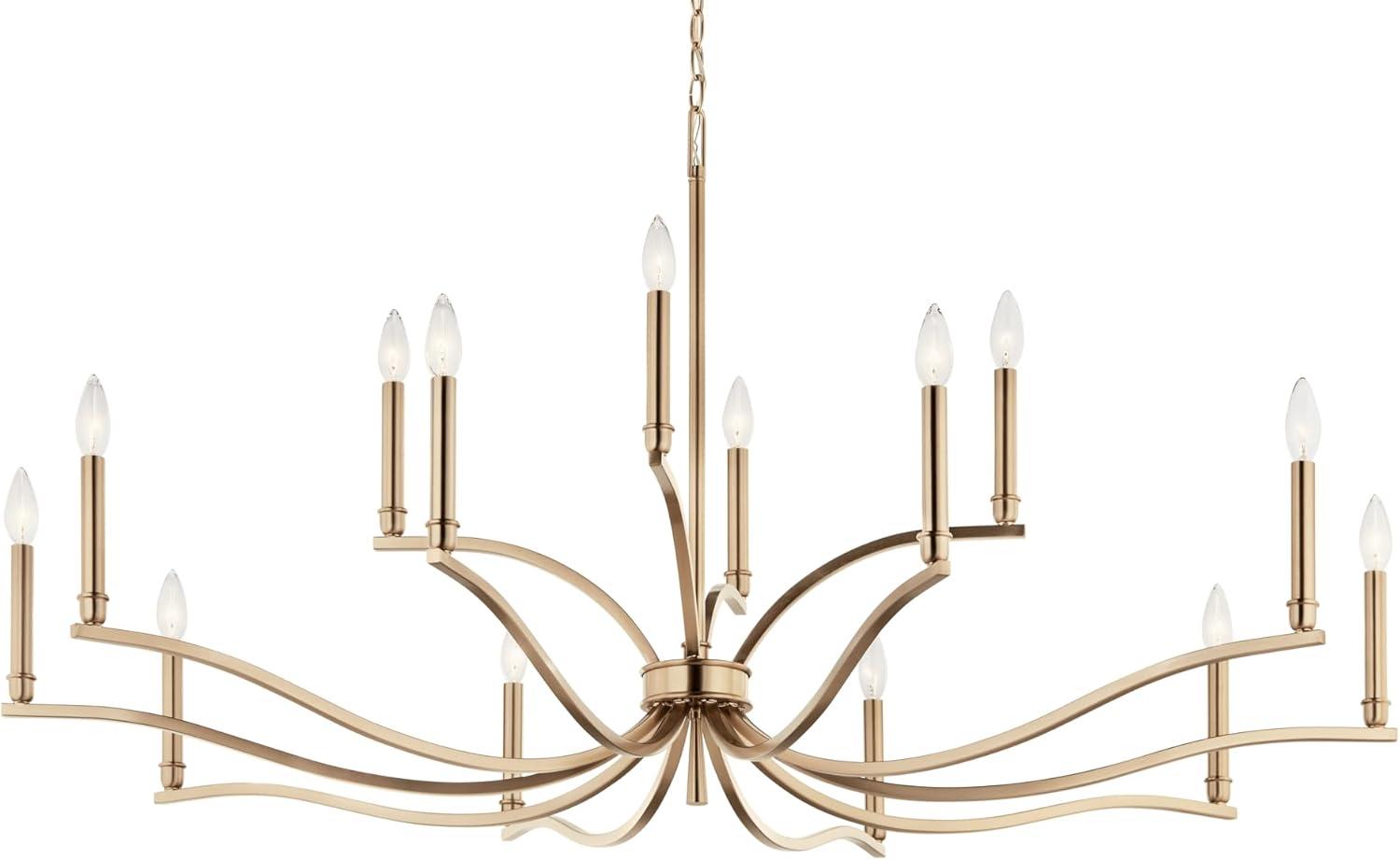 KICHLER Malene 14-Light 2-Tier Chandelier, Updated Traditional Light in Champagne Bronze, Sloped Ceiling Compatible, for Foyer, Dining Room or Living Room (27.25" x 52.75"), 52698CPZ