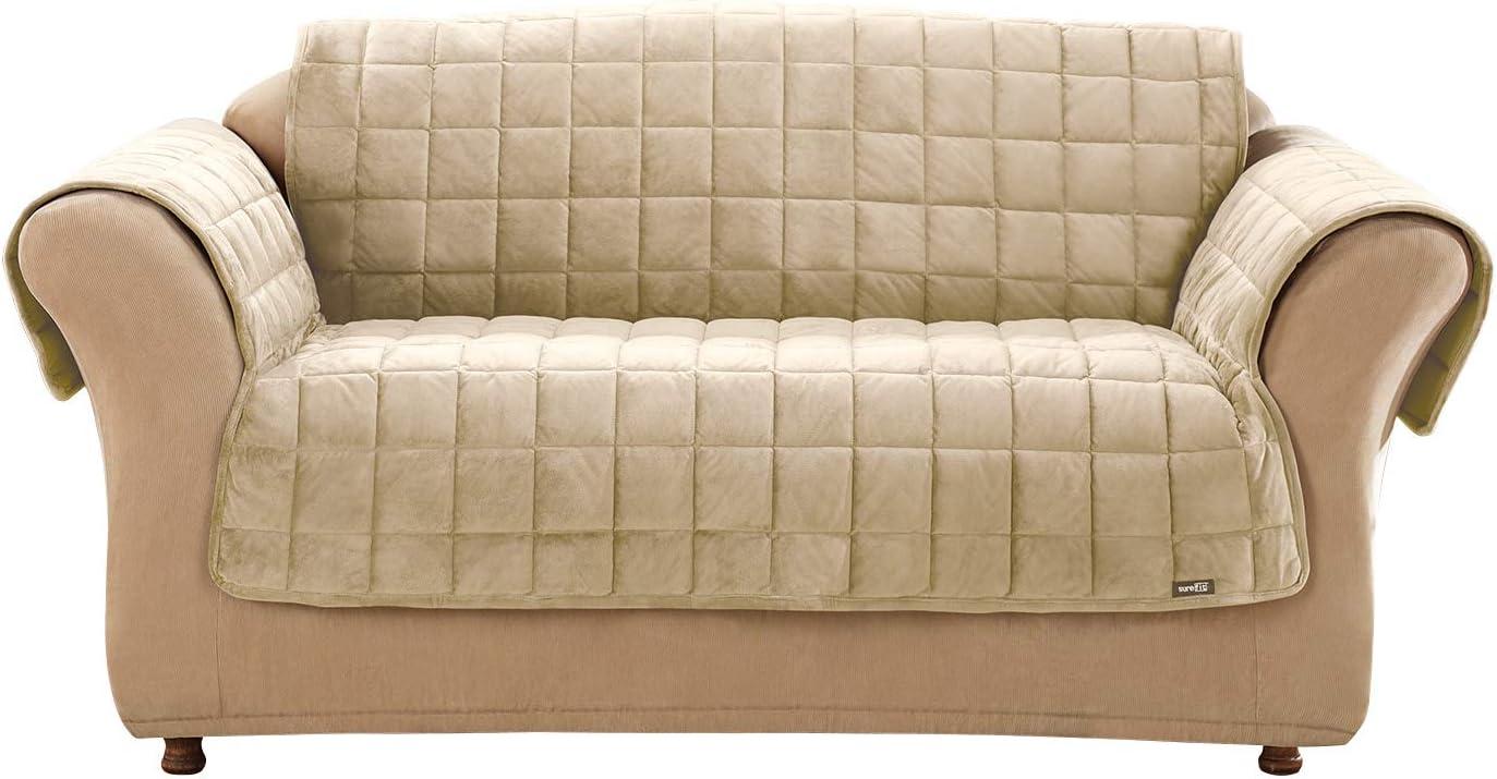 Deluxe Ivory Quilted Velvet Pet Sofa Cover, 76"x50"