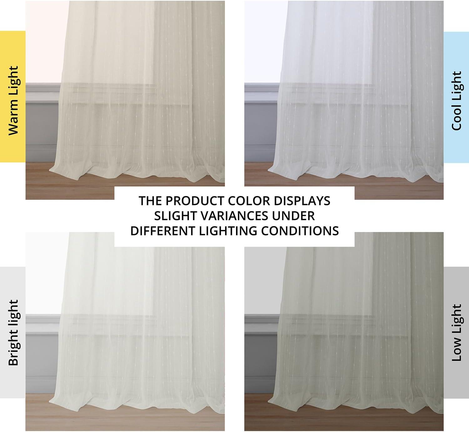 Elegant Montpellier White Sheer Linen & Polyester Curtain 50" x 96"