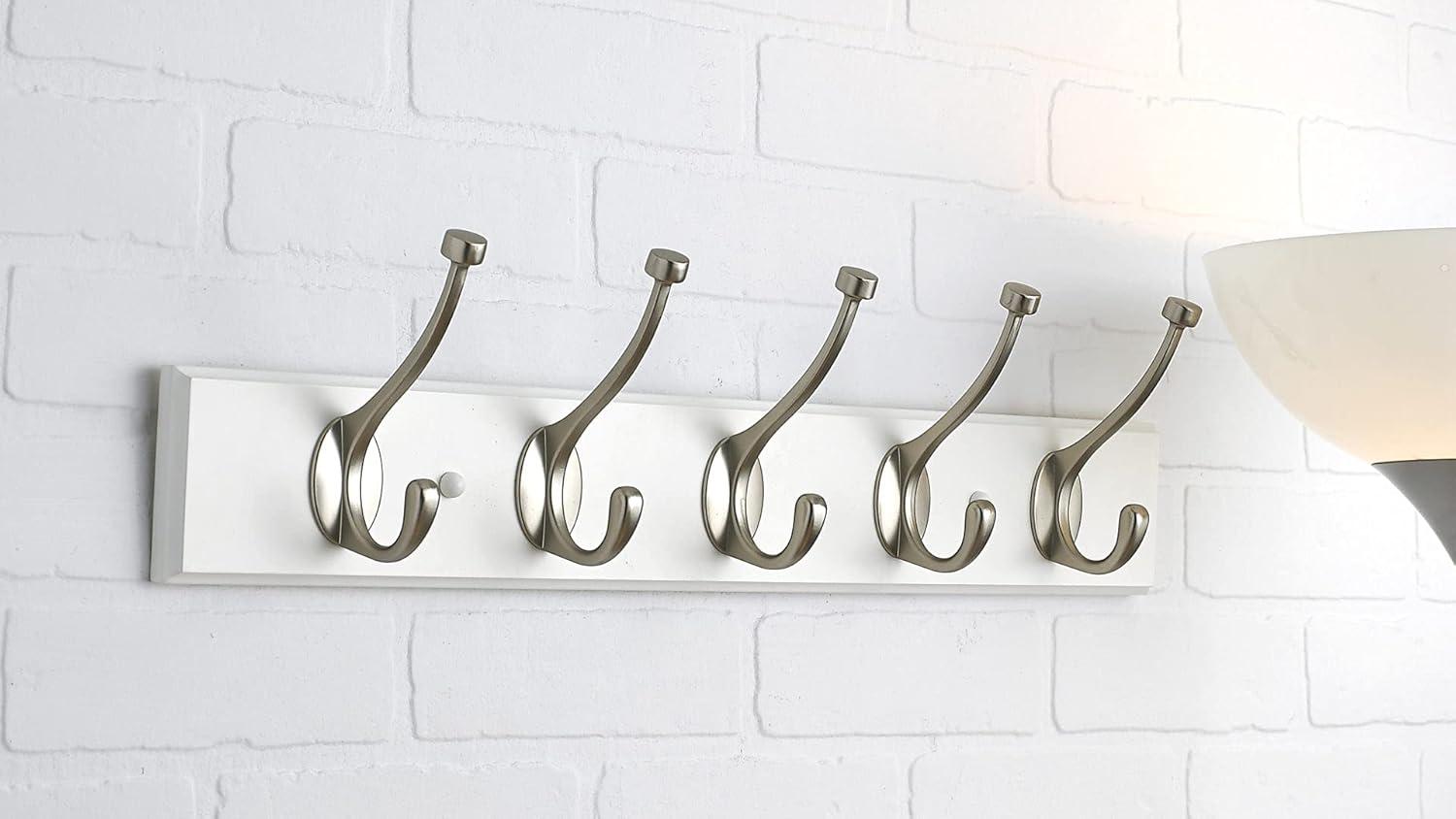 25-5/8 in. (650 mm) White and Brushed Nickel Transitional Hook Rack