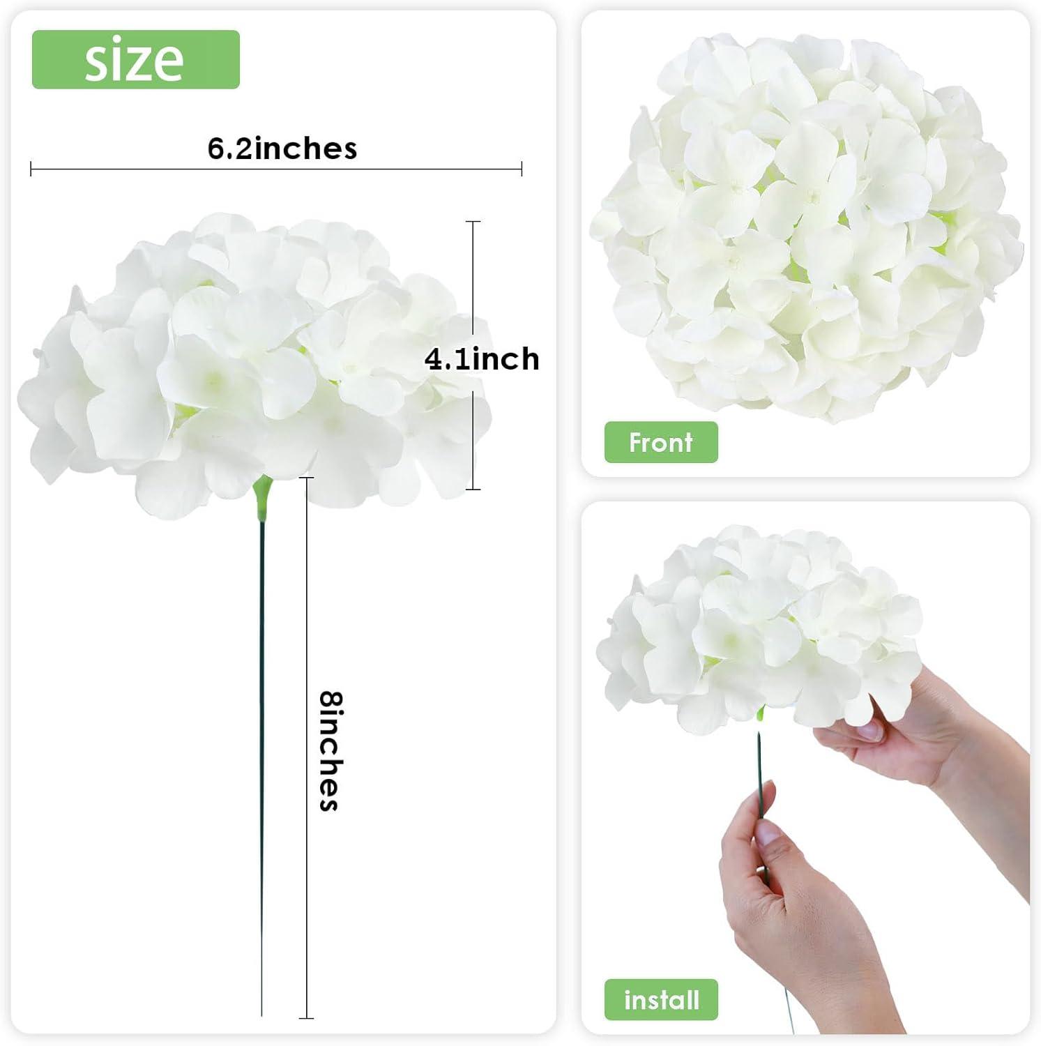 AVIVIHO Hydrangea Artificial Flowers Realistic White Fake Hydrangeas Silk Flowers with Stems Pack of 10 for Spring Mother's Day Easter Gifts Wedding Floral Bouquet Home Decor Party Decoration