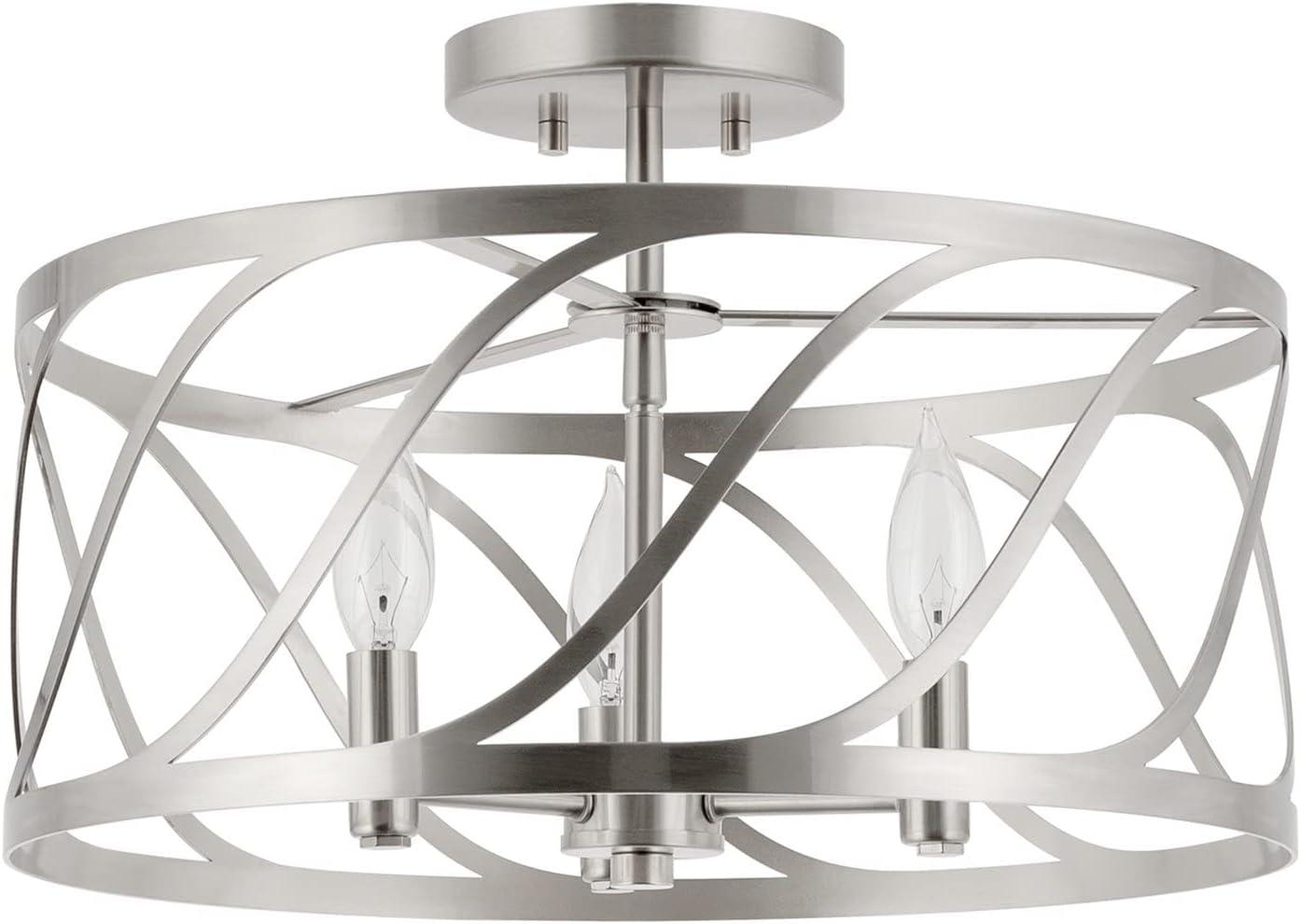 Isabelle 16" Brushed Nickel Modern Drum Ceiling Light