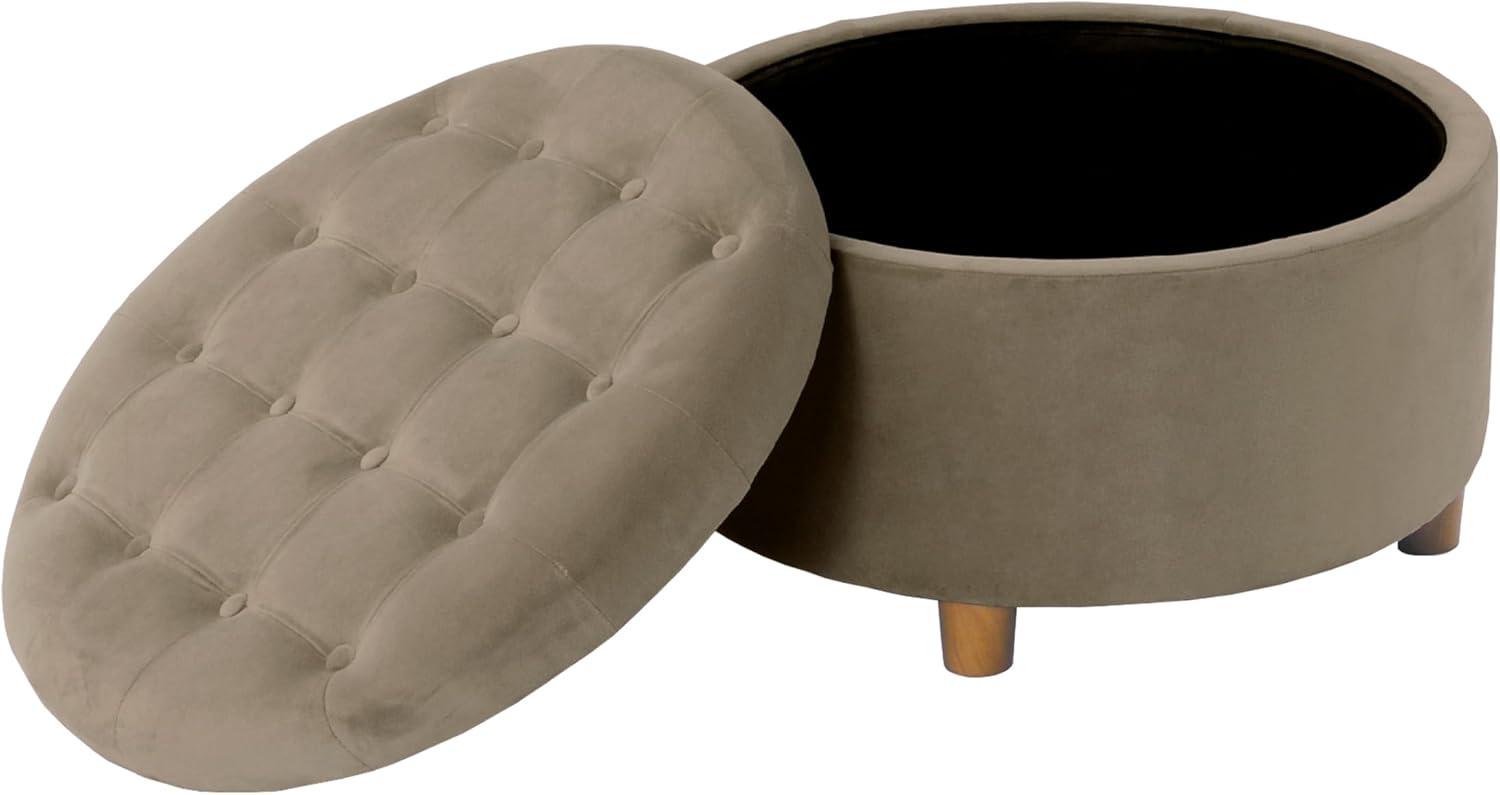 Tufted Round Storage Ottoman Velvet - HomePop