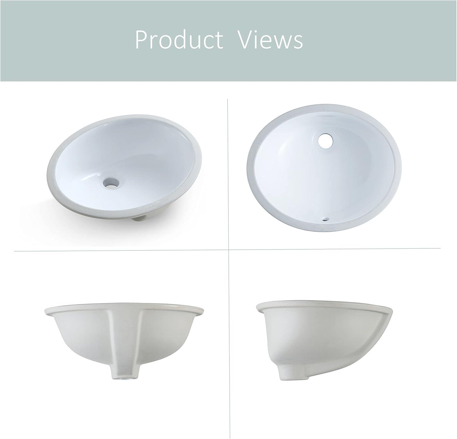 MEJE 14.2'' White Ceramic Oval Bathroom Sink with Overflow