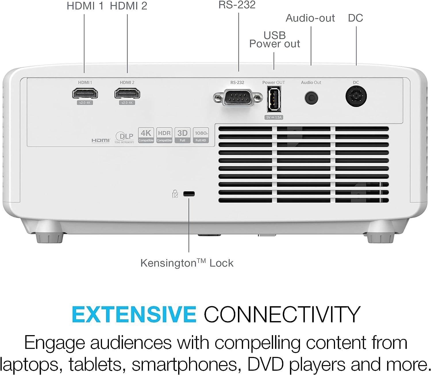 Optoma HZ40HDR 3D DLP Projector - 16:9 - Portable - High Dynamic Range (HDR) - Front - 30000 Hour Normal Mode - 300,000:1 - 4000 lm - HDMI - USB - Home, Entertainment, Gaming