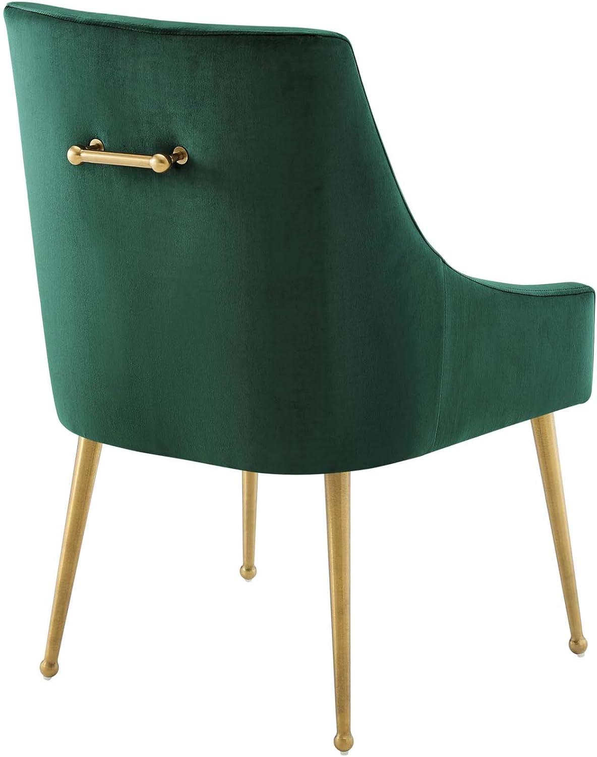 Cascade Green Velvet Upholstered Side Chair with Brushed Gold Legs