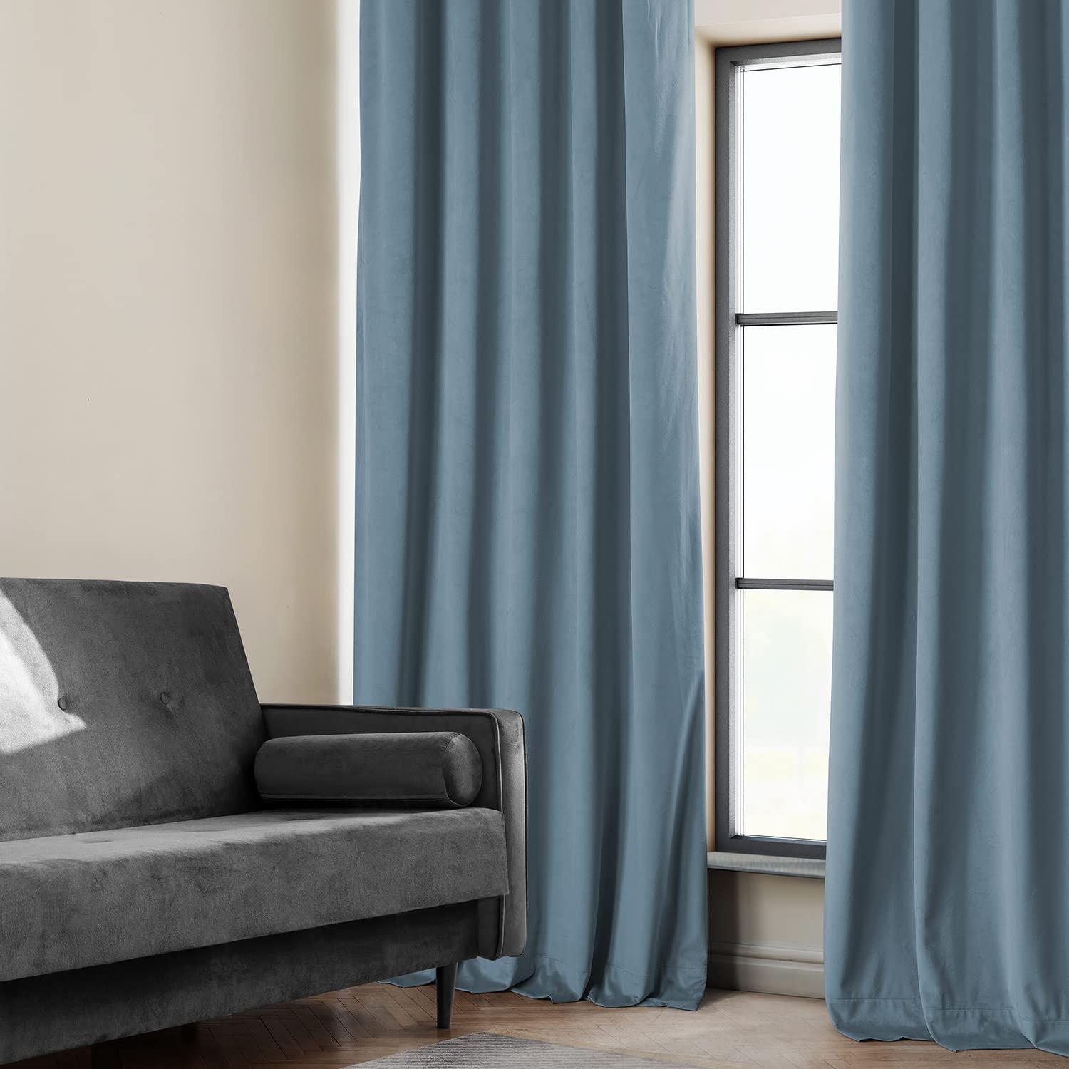 AllModern Loria Plush Velvet 100% Blackout Curtains For Bedroom, Living Room - Single Panel