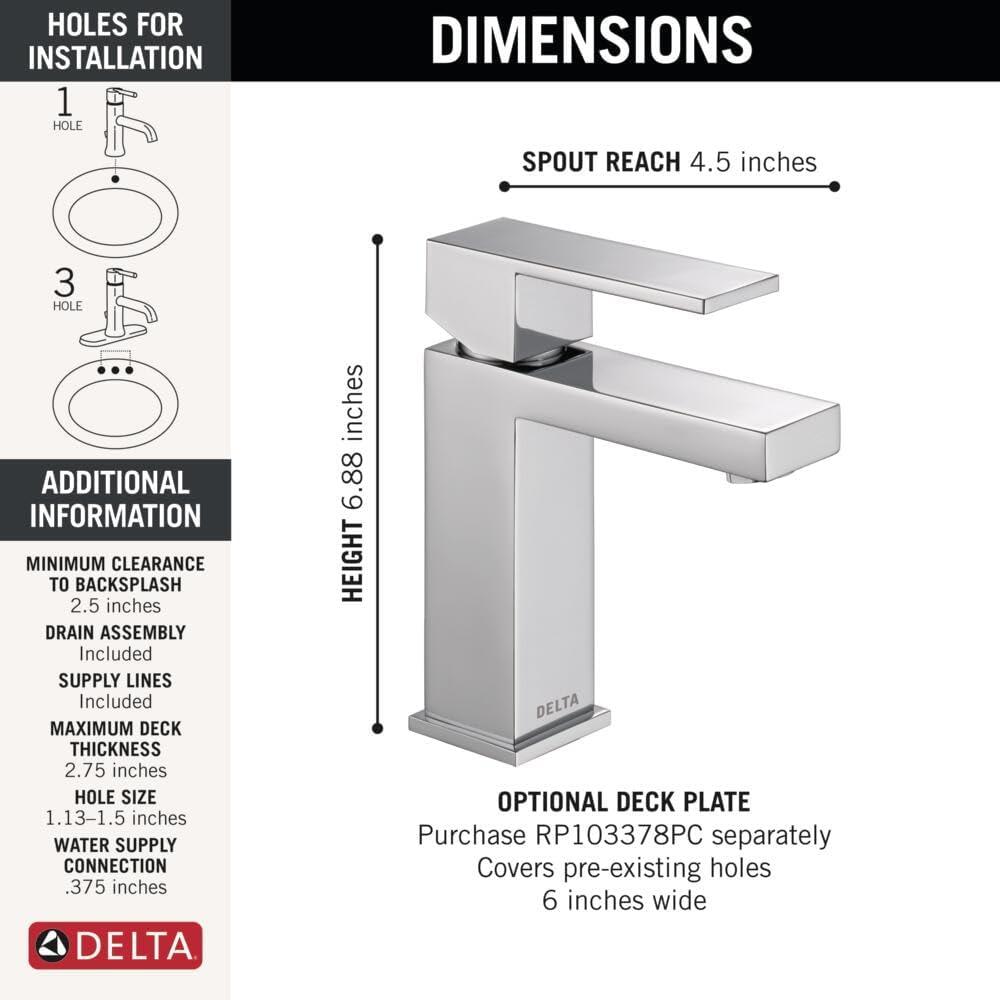 Modern Single Hole Bathroom Faucet with Drain Assembly, Single Handle Bathroom Sink Faucet