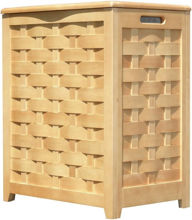 Oceanstar Natural Finished Rectangular Veneer Laundry Wood Hamper with Interior Bag