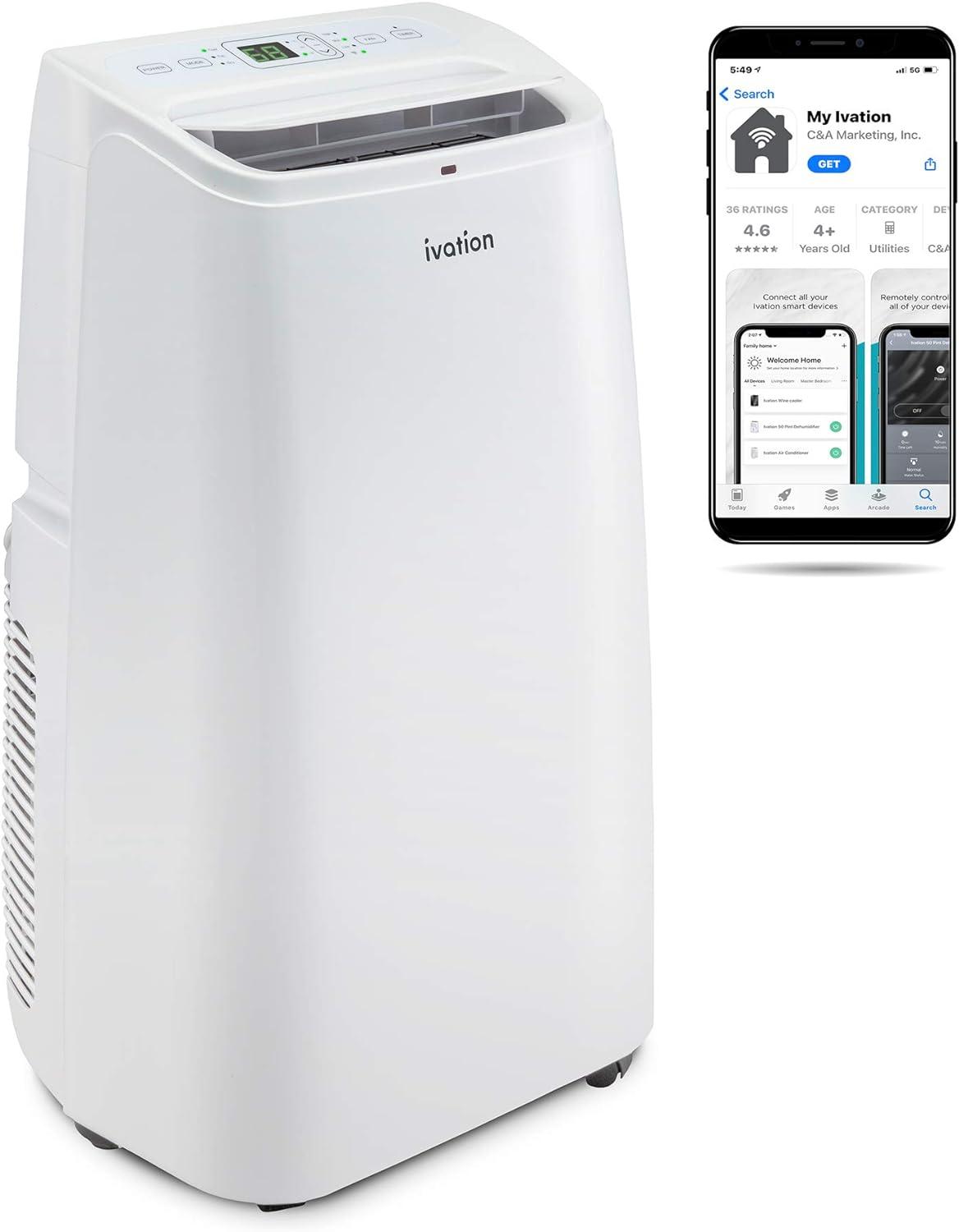 Ivation 13,000 BTU White Portable Air Conditioner with Wi-Fi