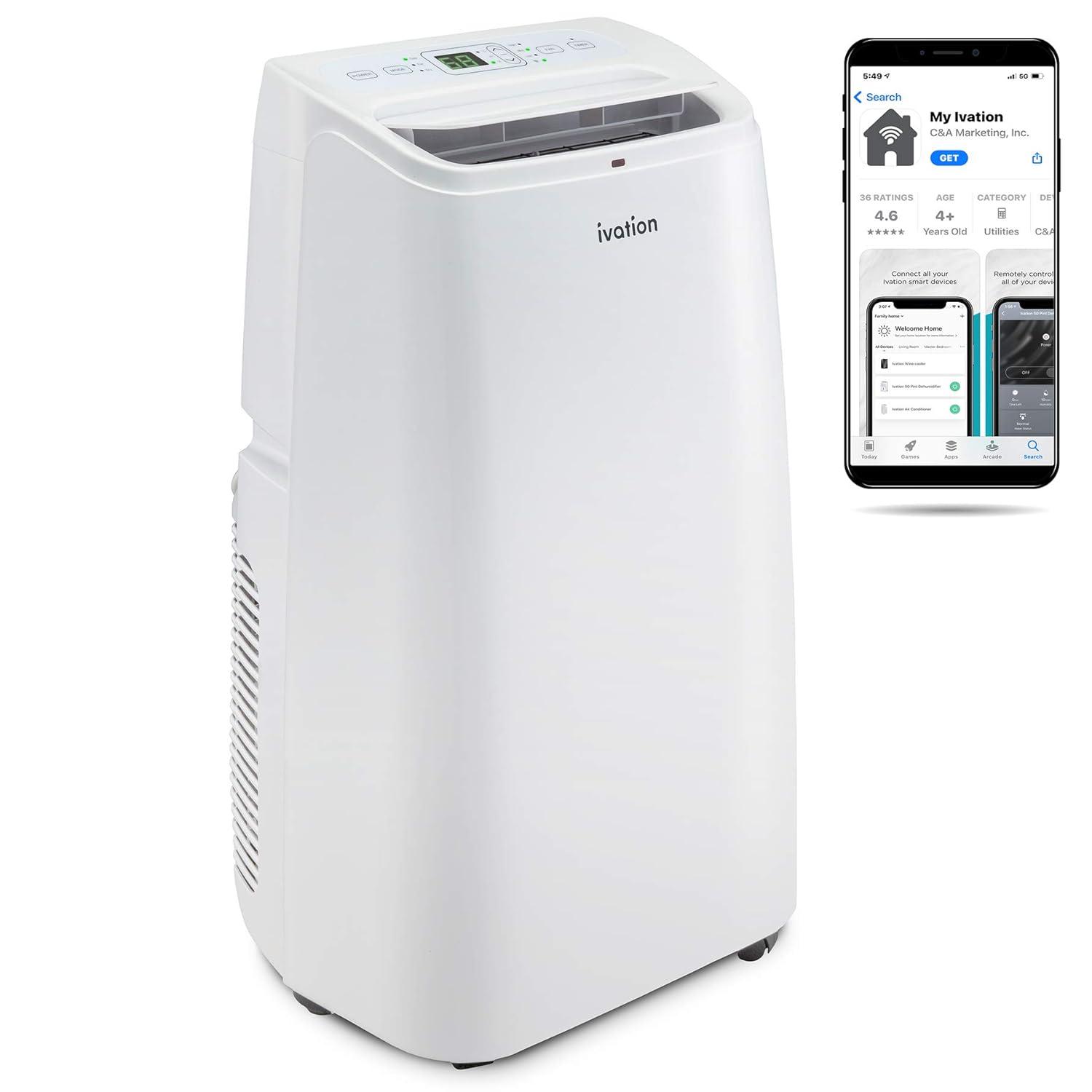 Ivation Ivation 13000 BTU Wi-Fi Connected Portable Air Conditioner for 500 Square Feet with Remote Included