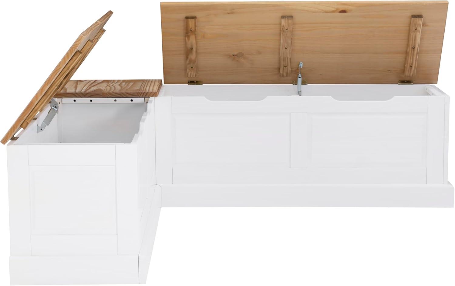 Linon Harris Natural and White Two Tone Backless Corner Breakfast Nook - Nook Only, Table is NOT Included