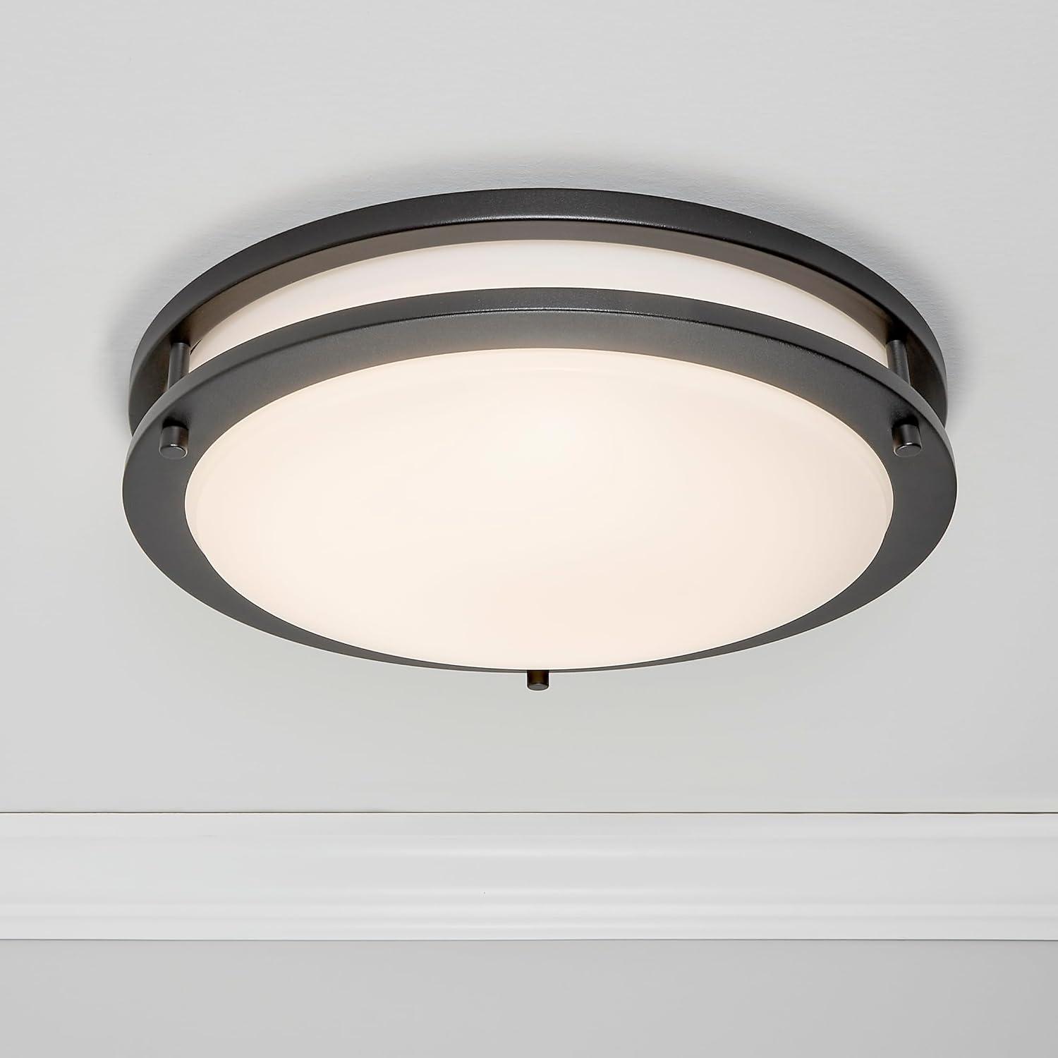 Sleek Black Satin Nickel 14" LED Ceiling Light - Energy Efficient