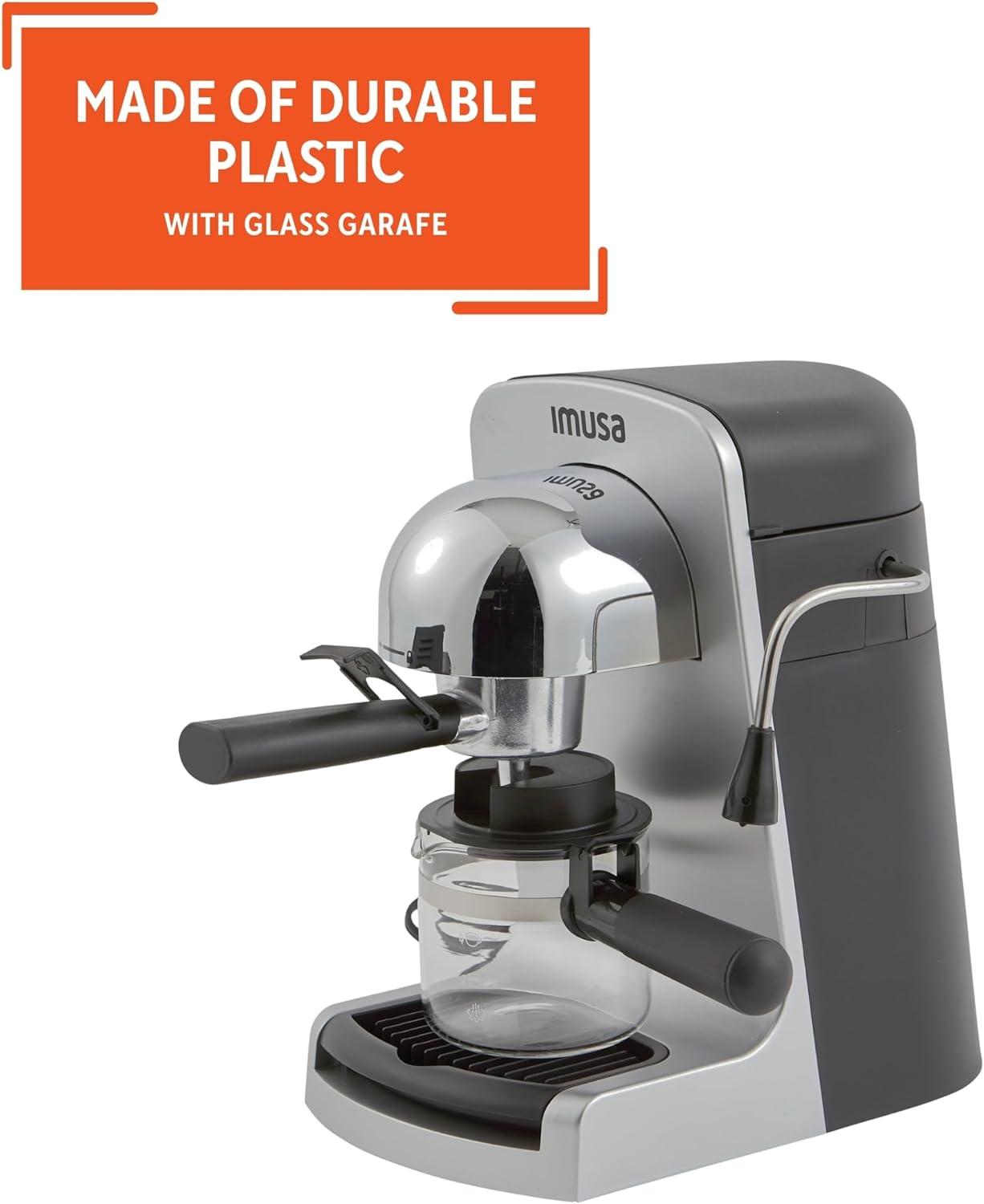 IMUSA GAU-18215 4 Cup Bistro Electric Espresso/Cappuccino Maker with Carafe, Silver