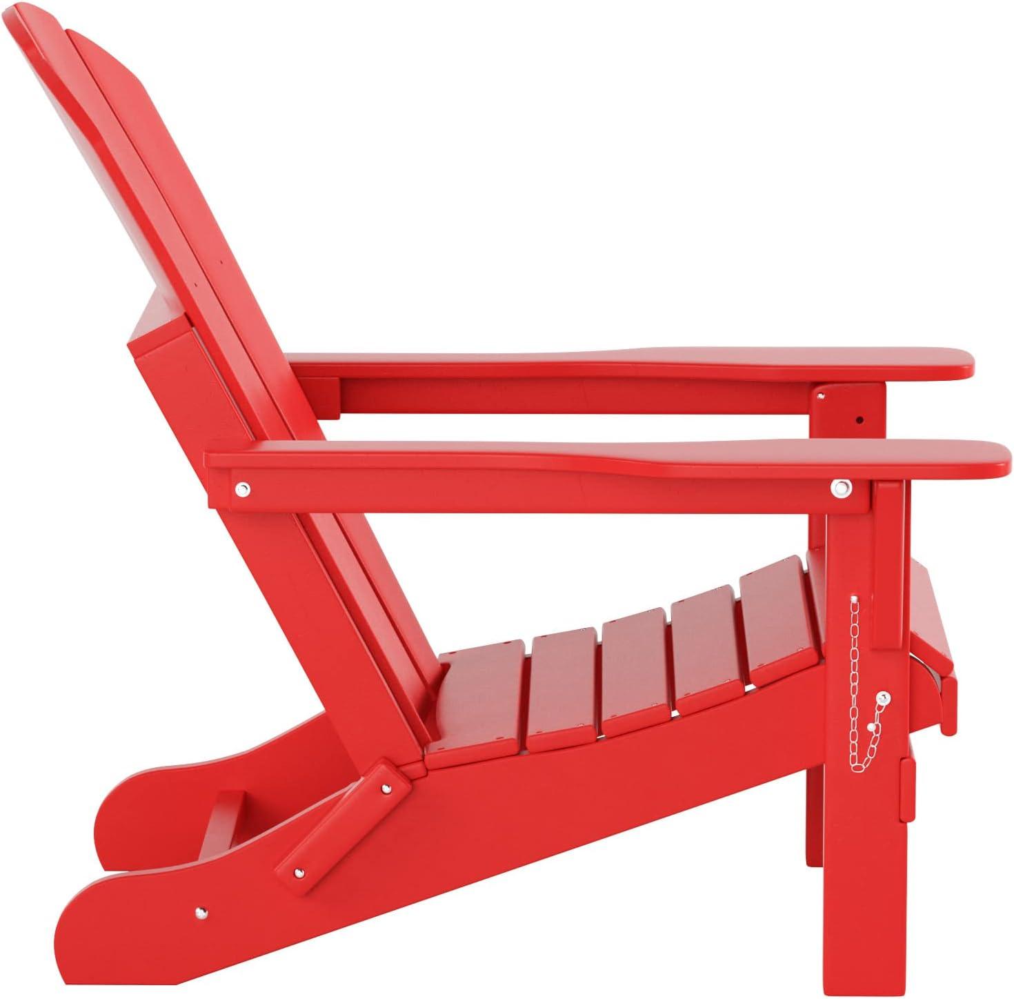 Braxton Outdoor Folding Plastic Adirondack Chair (Set of 2), Red