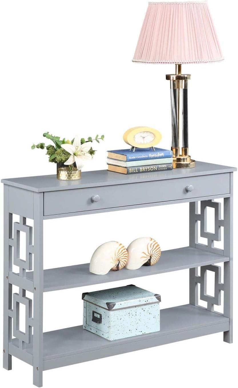 Convenience Concepts Town Square Contemporary Console Table with Drawer, Gray