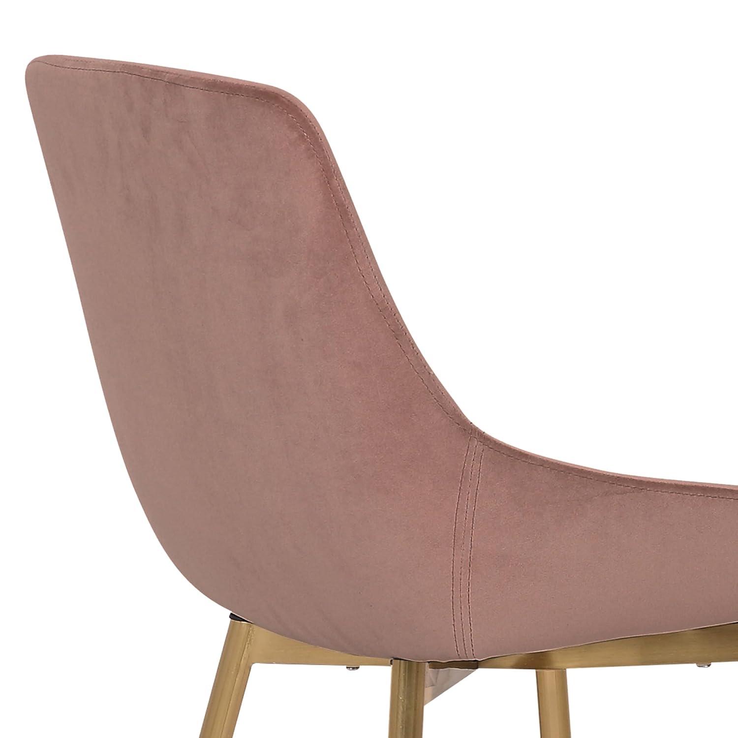 High Back Pink Velvet Upholstered Arm Chair with Metal Legs