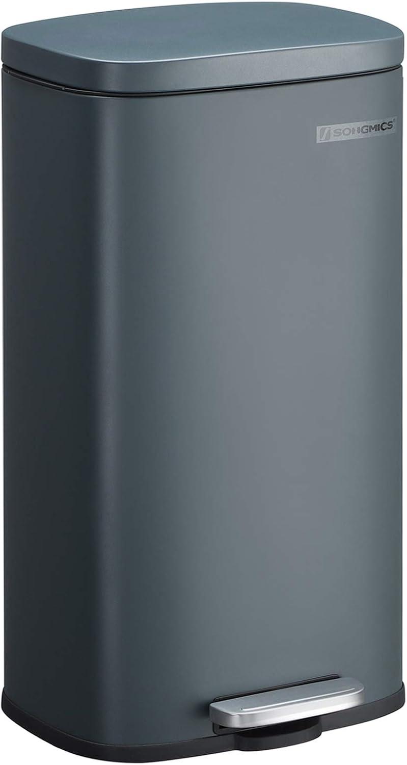 Greenish-Grey Stainless Steel 8-Gallon Step-On Trash Can