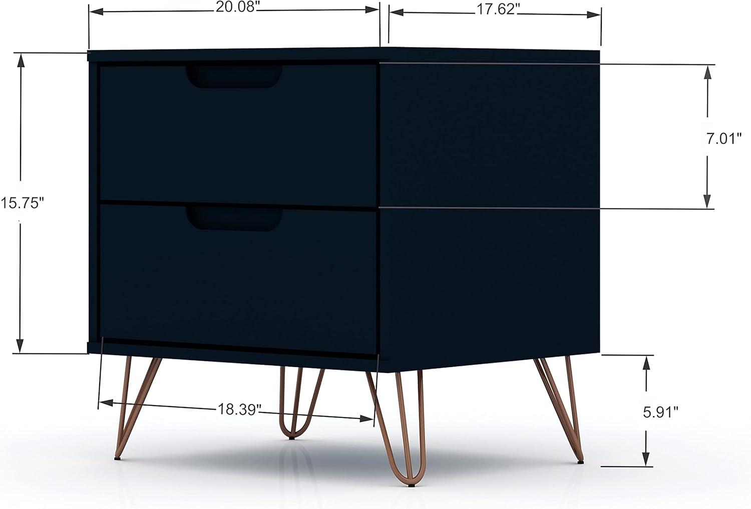 Set of 2 Rockefeller 2 Drawer Nightstands - Manhattan Comfort