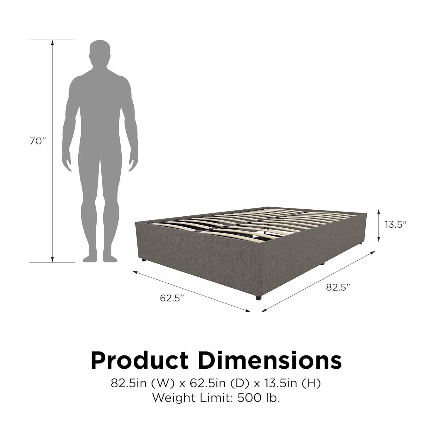 DHP Maven Platform Bed with Storage, Full, Gray Linen
