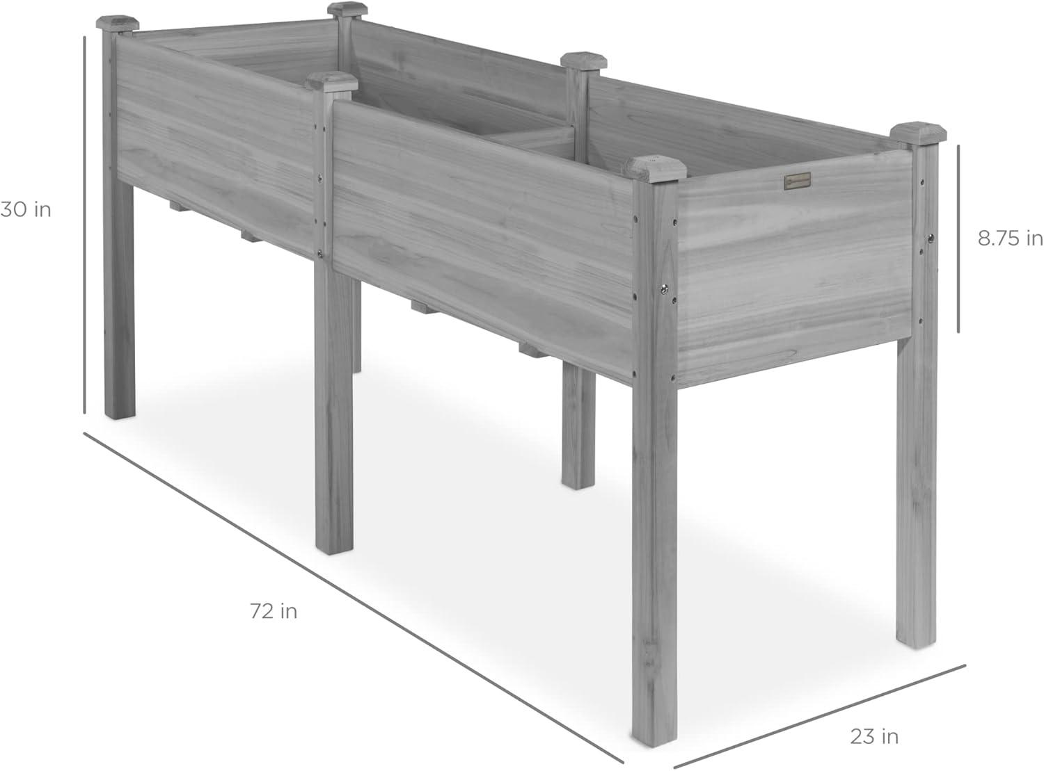 Best Choice Products 72x23x30in Raised Garden Bed, Elevated Wood Planter Box for Patio w/ Divider Panel