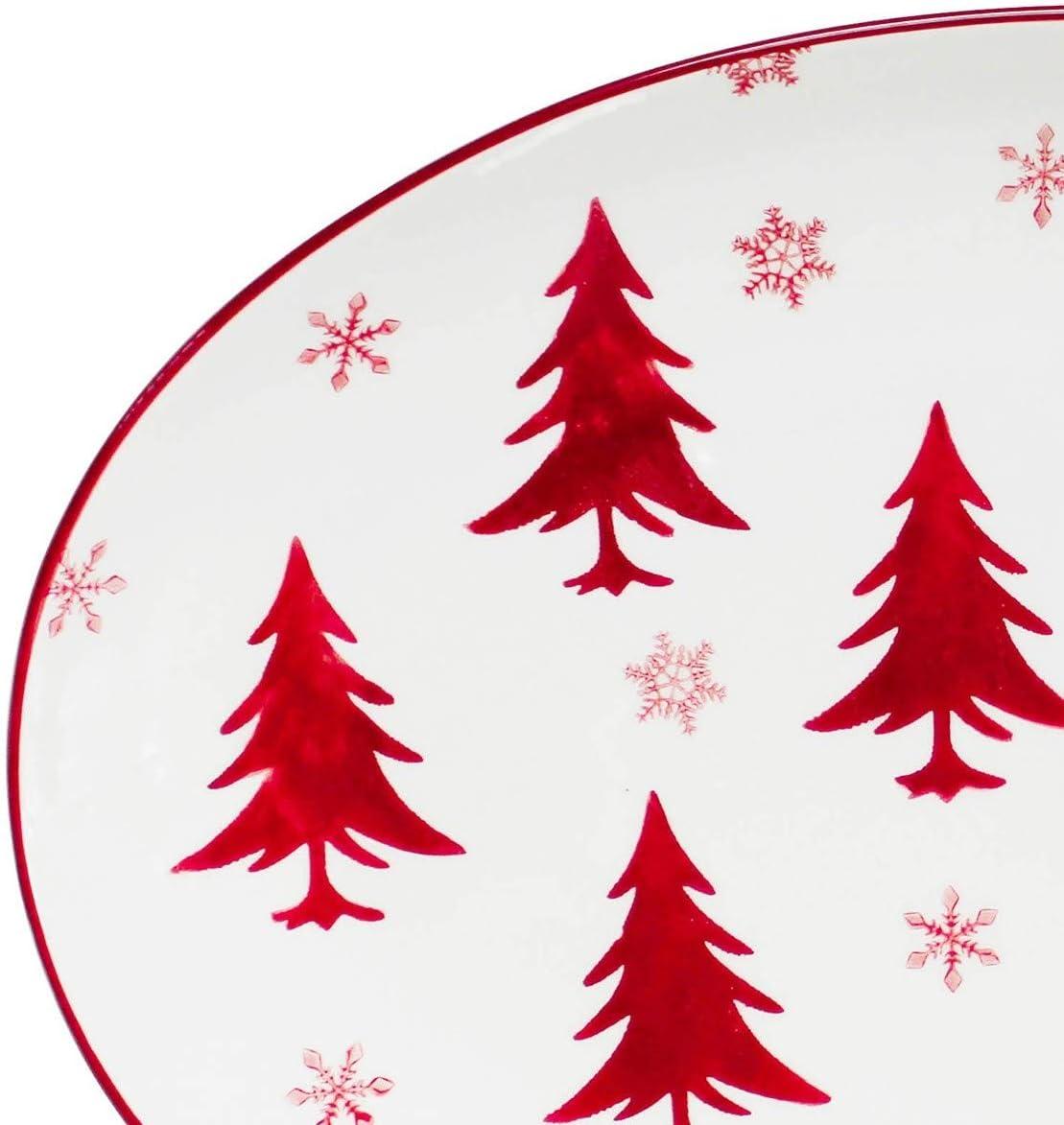 Winterfest Red and White Ceramic Oval Platter