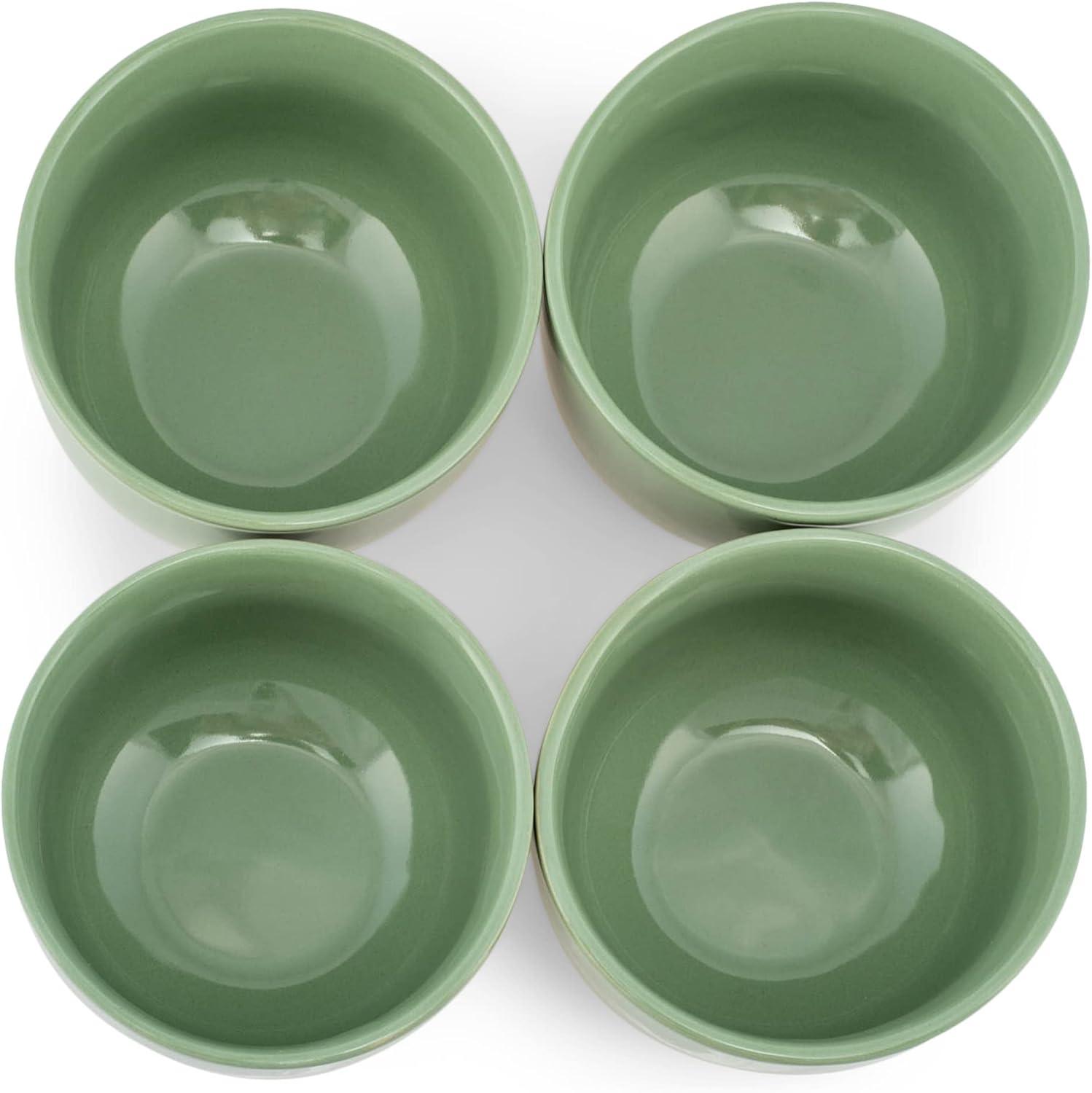 Elanze Designs Bistro Glossy Ceramic 4 inch Dessert Bowls Set of 4, Sage Green