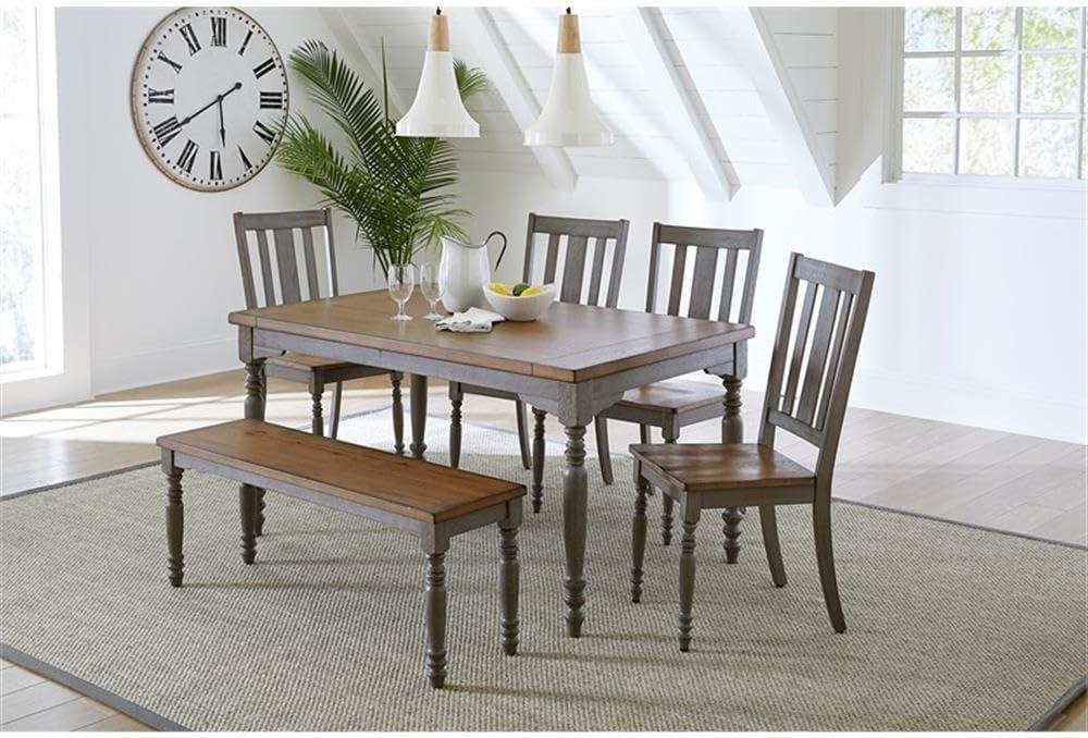 Progressive Furniture Midori Transitional Wood Dining Table in Oak/Brushed Gray