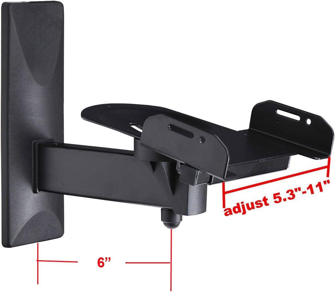 Black Adjustable Wall Mount Speaker Brackets with Swivel and Tilt