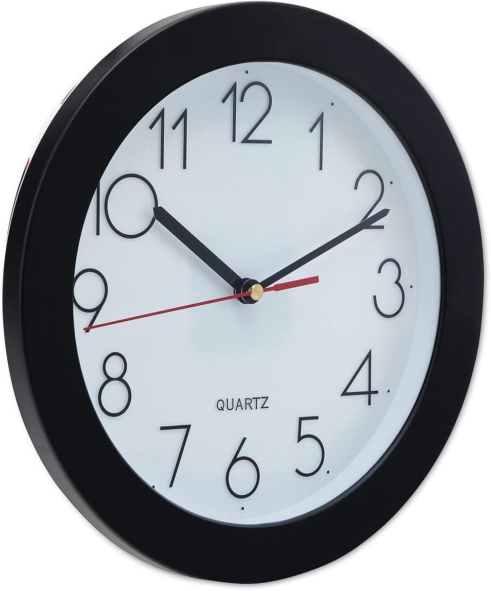 Universal UNV10421 9.75 in. Bold Font Round Wall Clock - Black