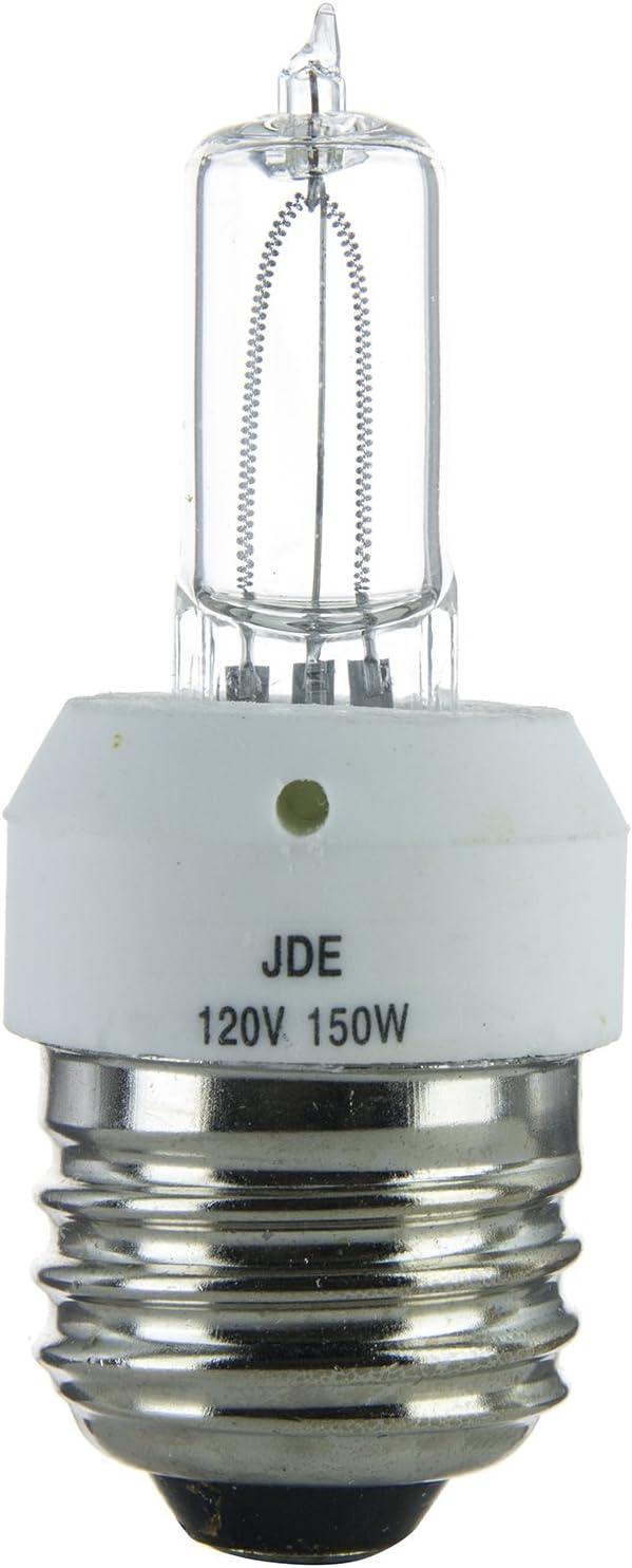 Sunlite JDE Halogen T4 Single Ended Mini Tube Bulb, 150 Watts, 120 Volts, Clear, Medium E26 Base, 2200 Lumens, 3200K Bright White, 100 CRI, 1 Pack