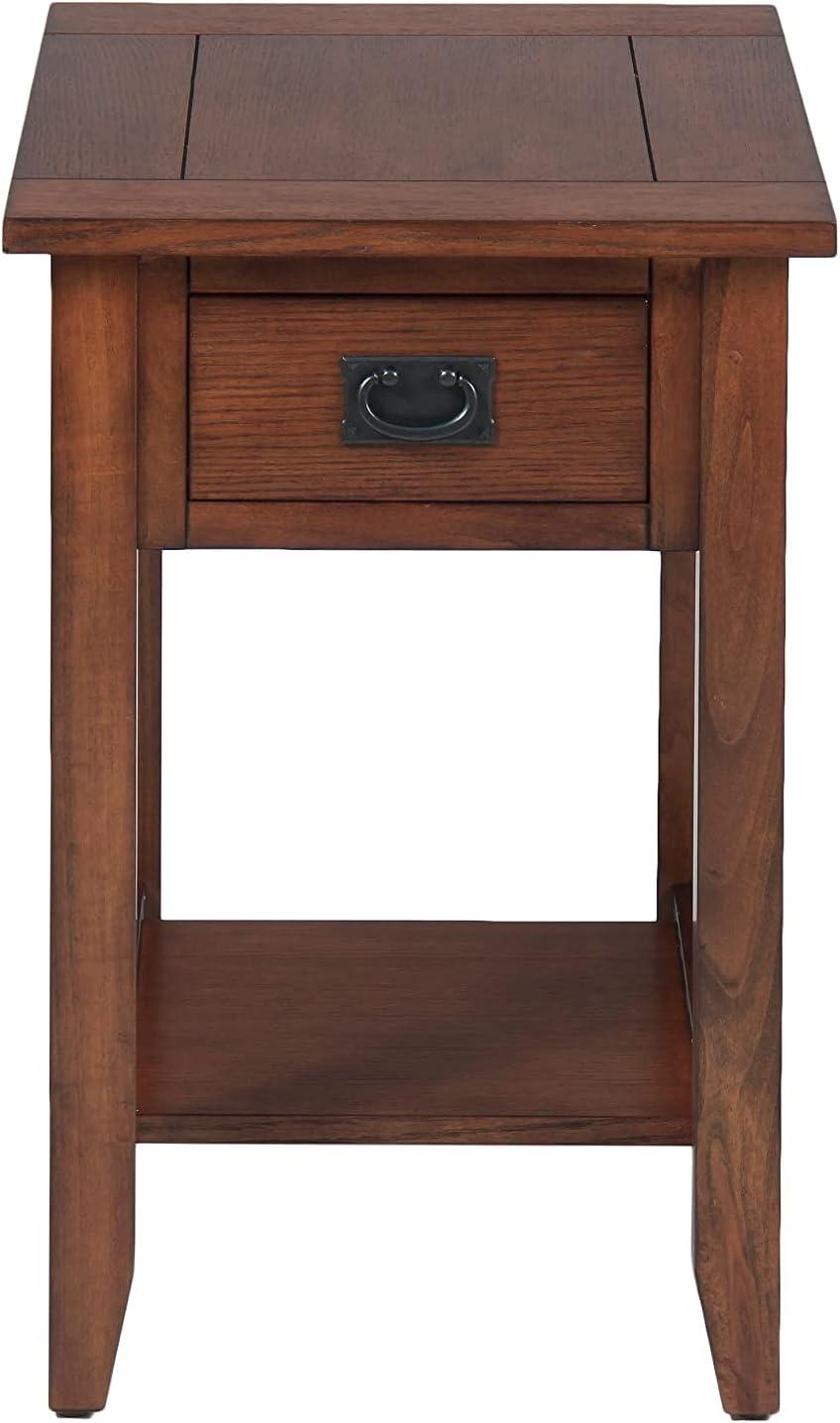 Mission Oak Rectangular Chairside End Table with Storage