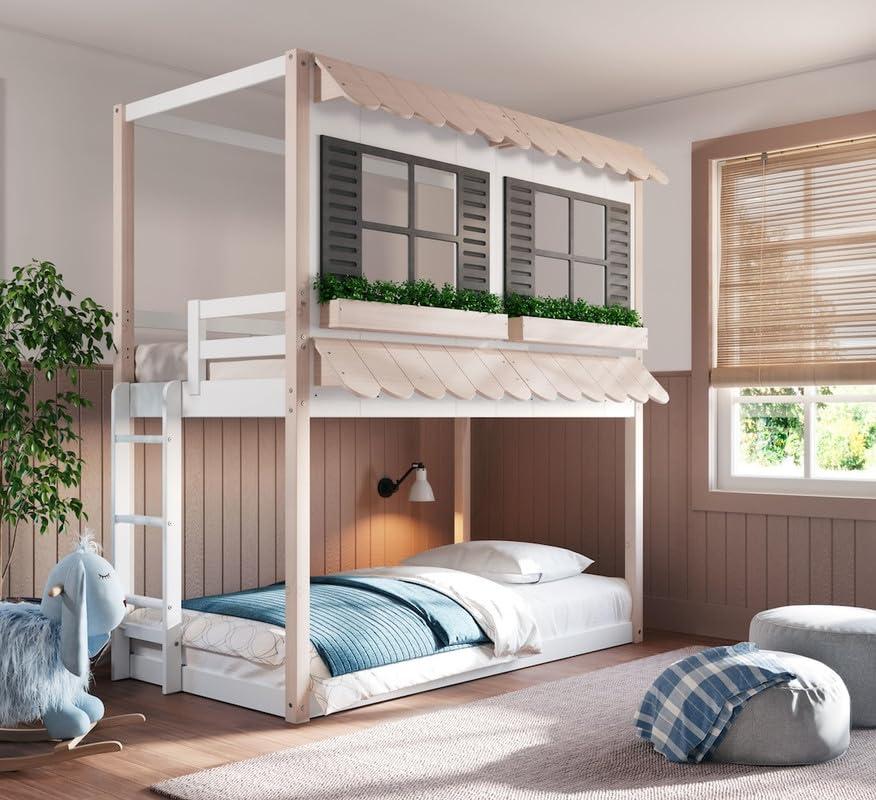 Child Craft Play House Twin Over Twin Standard Bunk Bed