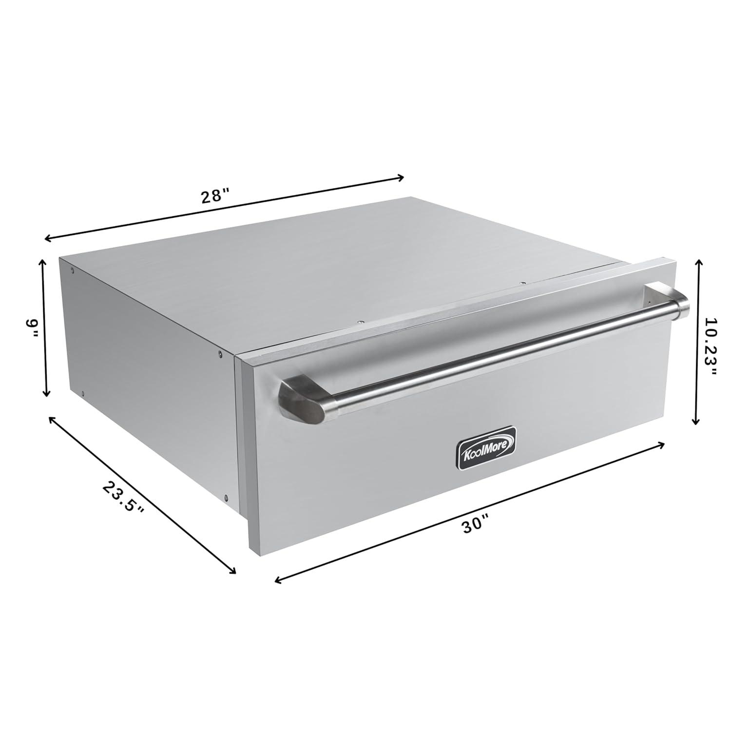 30 in. Warming Drawer with Three Compartments in Stainless-Steel (KM-RWD-30SS)