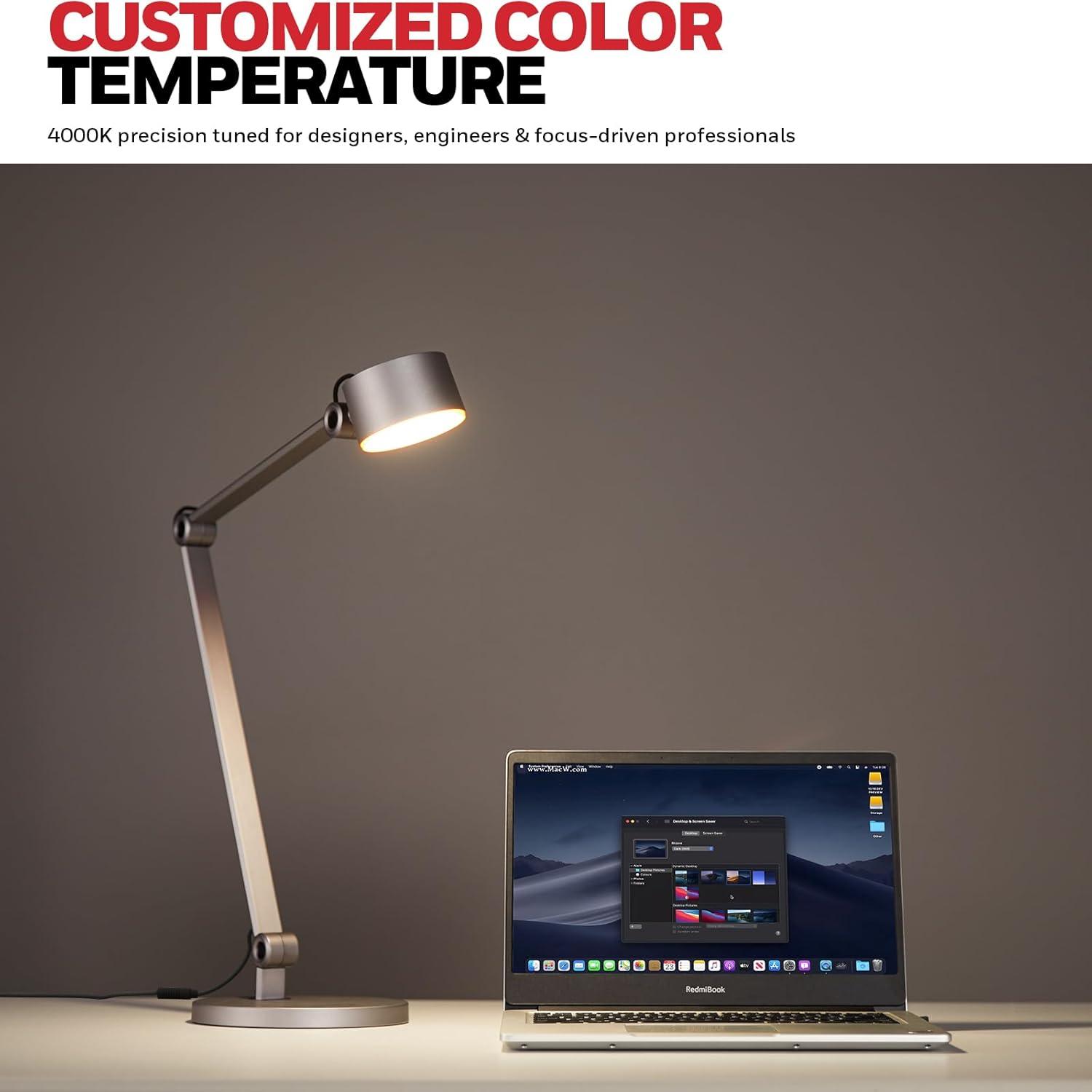 Honeywell HWT-01A Office LED Desk Lamp, 4000K Natural Light Dimmable Eye-Protection Table Lamps, Full Metal Touch Control Desk Light, Adjustable Swing Arm Table Light for Home Office Reading Bedroom