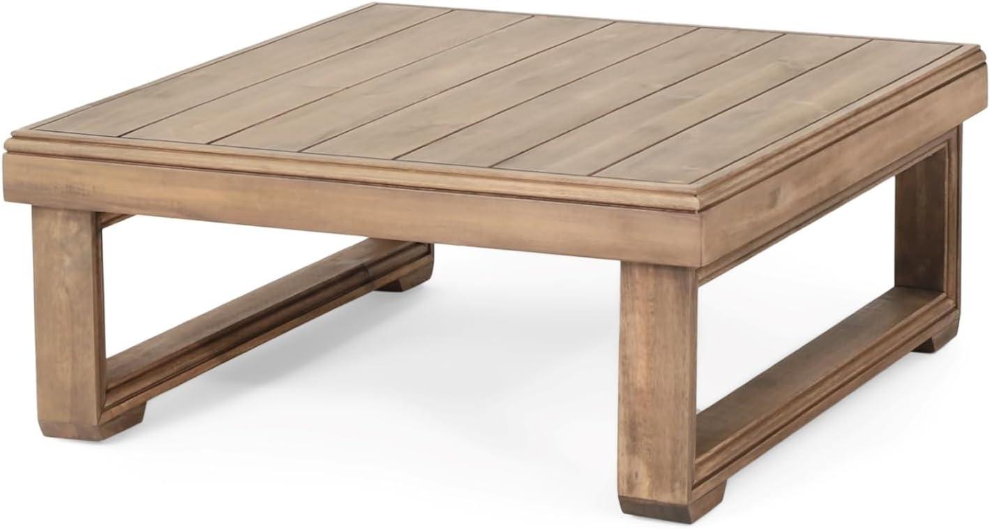 Westchester Outdoor Acacia Wood Square Coffee Table Brown Wash - Christopher Knight Home: Rustic Style, Water-Resistant