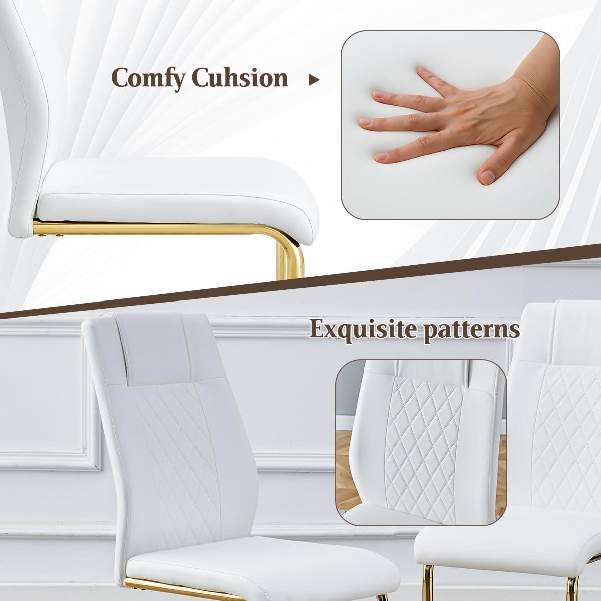 Ecarpat Dining Chairs Set of 4 with Golden Leg, Artificial Leather, for Kitchens Living Rooms and Offices