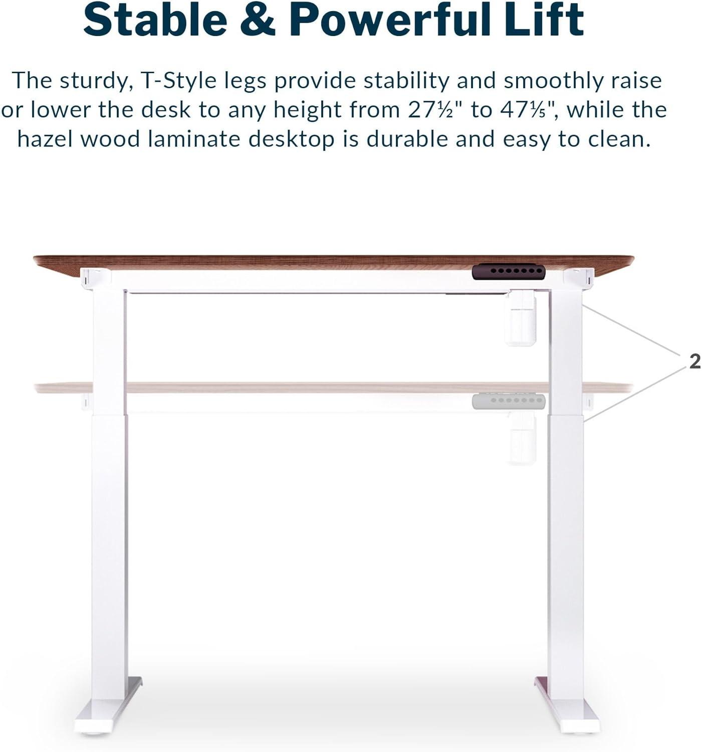 Vari Essential Electric Standing Desk Ergonomic Sit-to-Stand Home & Office Computer Desk, 48" x 24" Hazel Wood