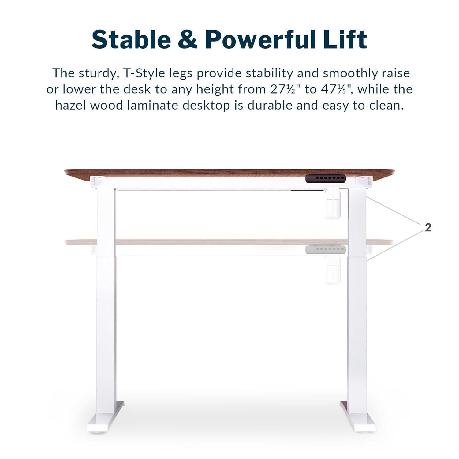 Vari Essential Electric Standing Desk Ergonomic Sit-to-Stand Home & Office Computer Desk, 48" x 24" Hazel Wood