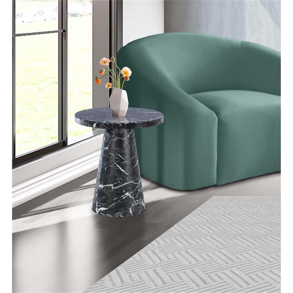 Meridian Furniture Omni Black Faux Marble 20" Round End Table