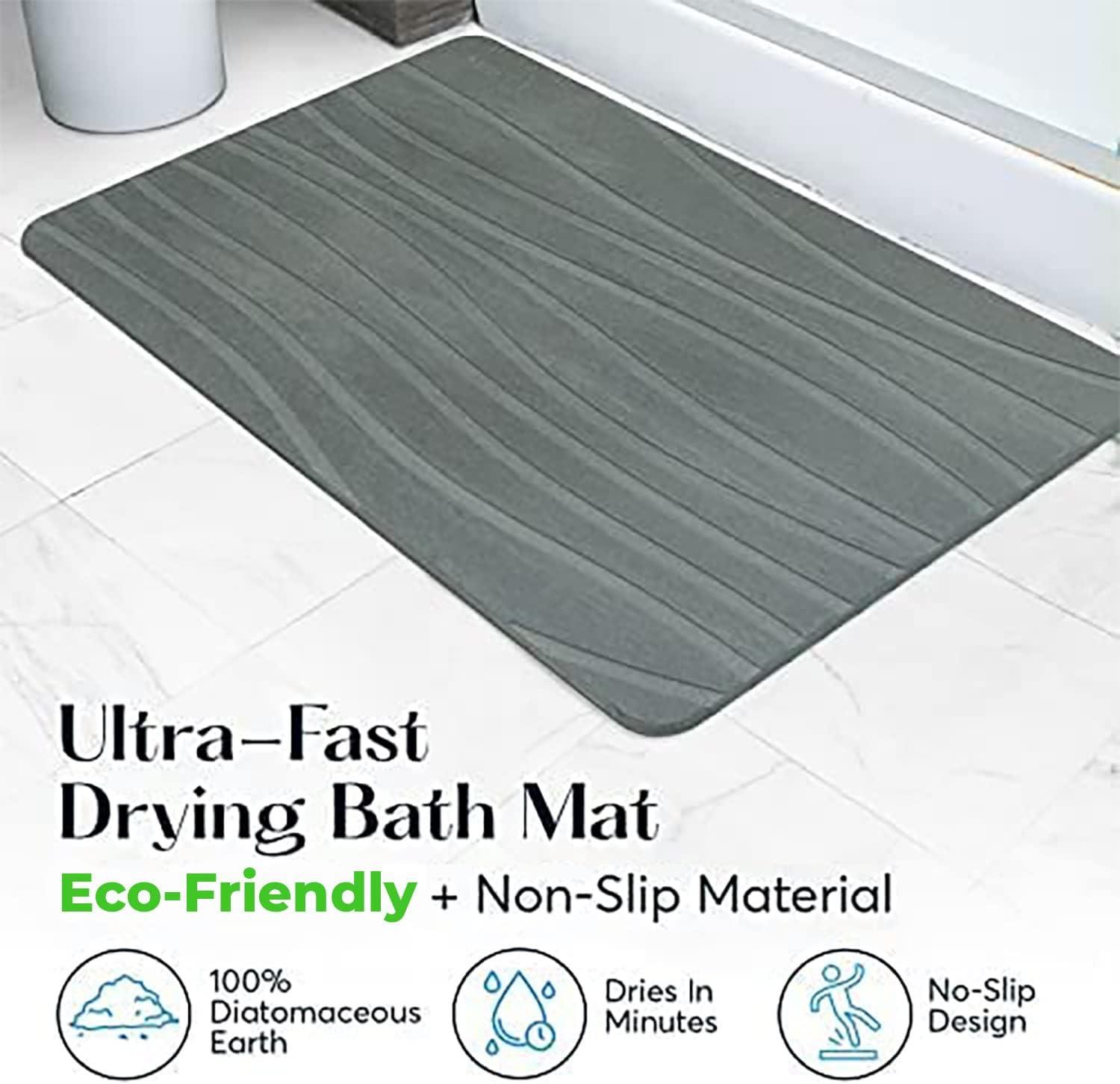 Slate Gray Diatomaceous Earth Non-Slip Bath Mat