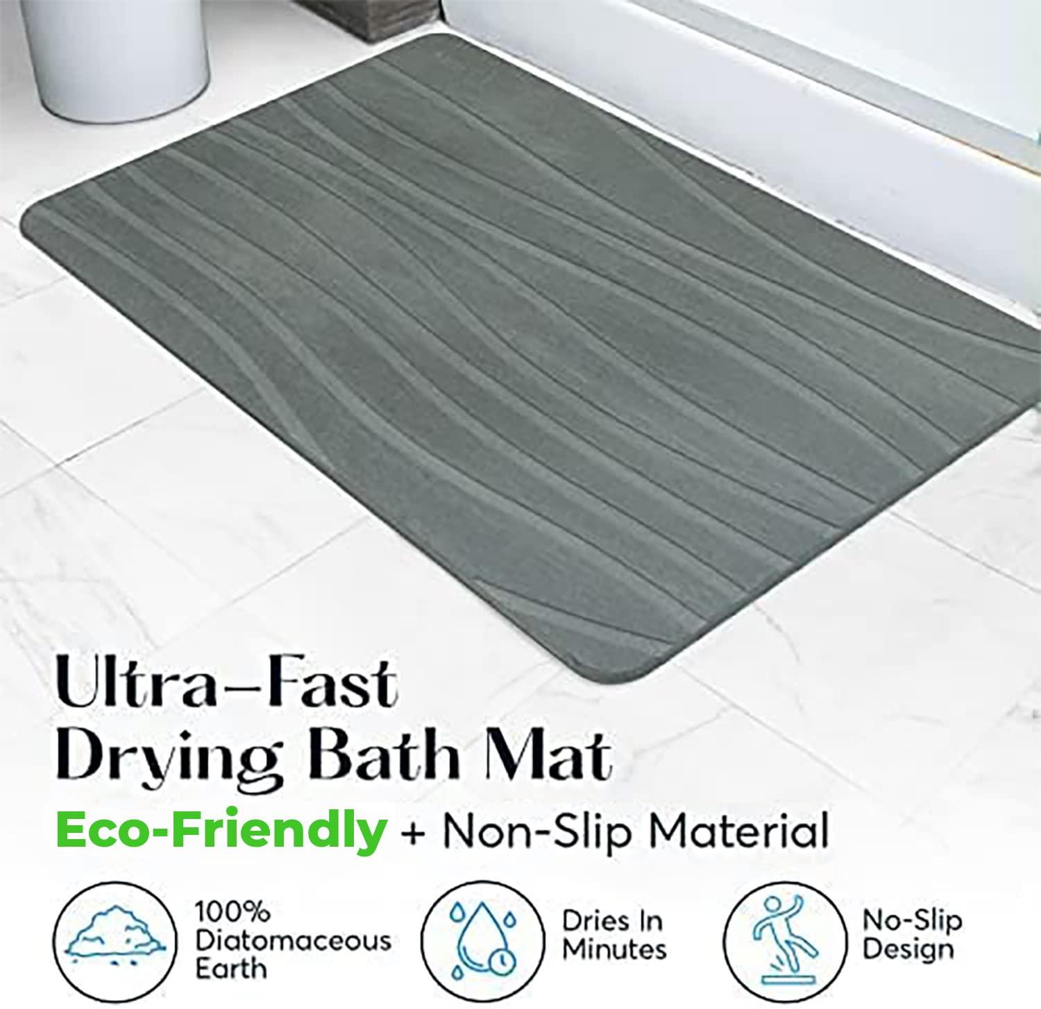 Slate Gray Diatomaceous Earth Non-Slip Bath Mat