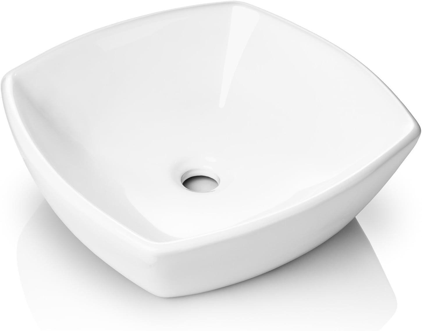 Miligore 16'' White Ceramic Square Bathroom Sink