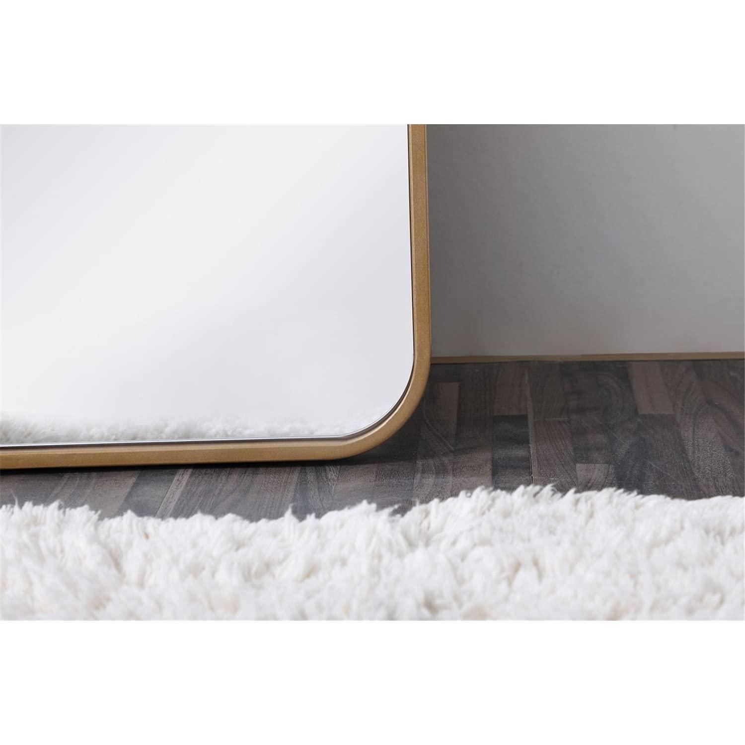 Soft corner metal rectangular mirror 18x60 inch in Brass