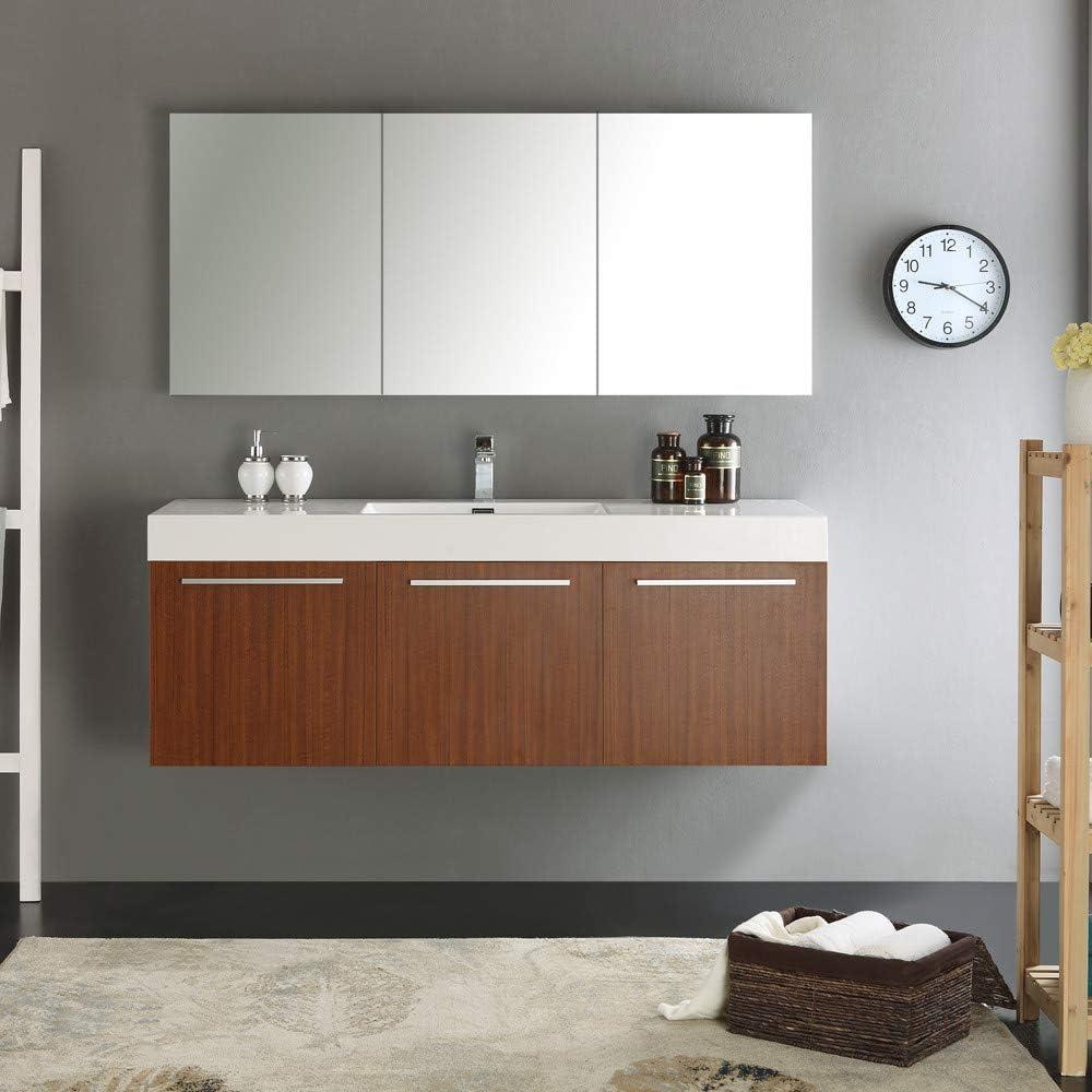 Fresca Vista 60'' Wall Mounted Modern Double Bathroom Vanity with Acrylic Vanity Top