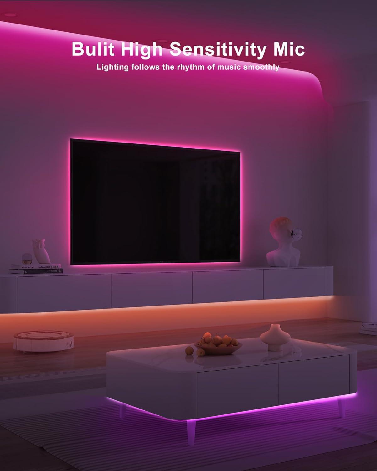 4.92ft Bluetooth RGB COB Led Strip Lights with Remote, Dimmable Smart App Led COB Light Strip, Color Changing Music Sync, Indoor RGB Led Lights for Bedroom, Home Christmas Decor, Party