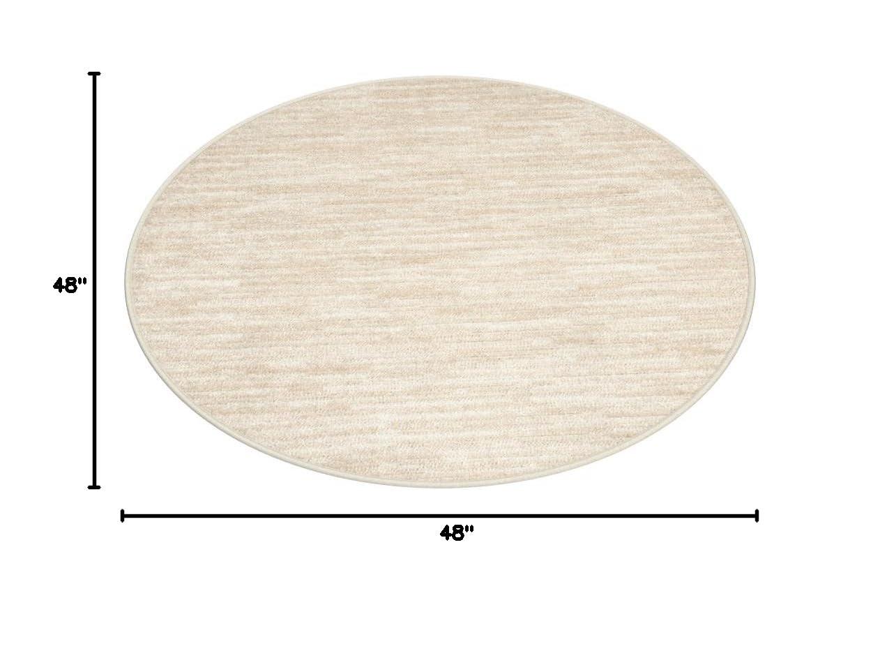 Nourison Essentials Easy Care Indoor Outdoor Area Rug - Ivory Beige 4' x Round