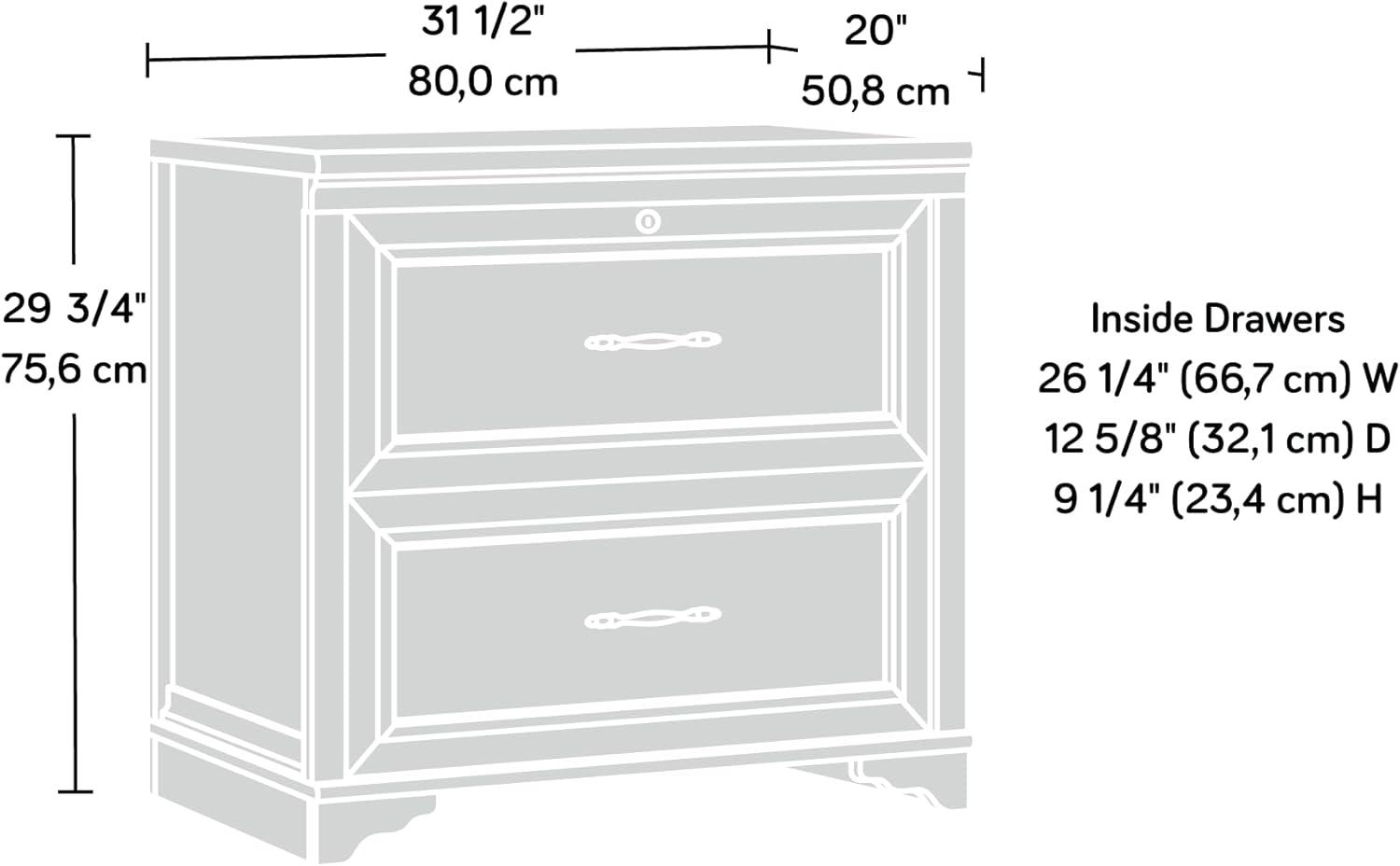 Brushed Oak 2-Drawer Lockable Lateral File Cabinet