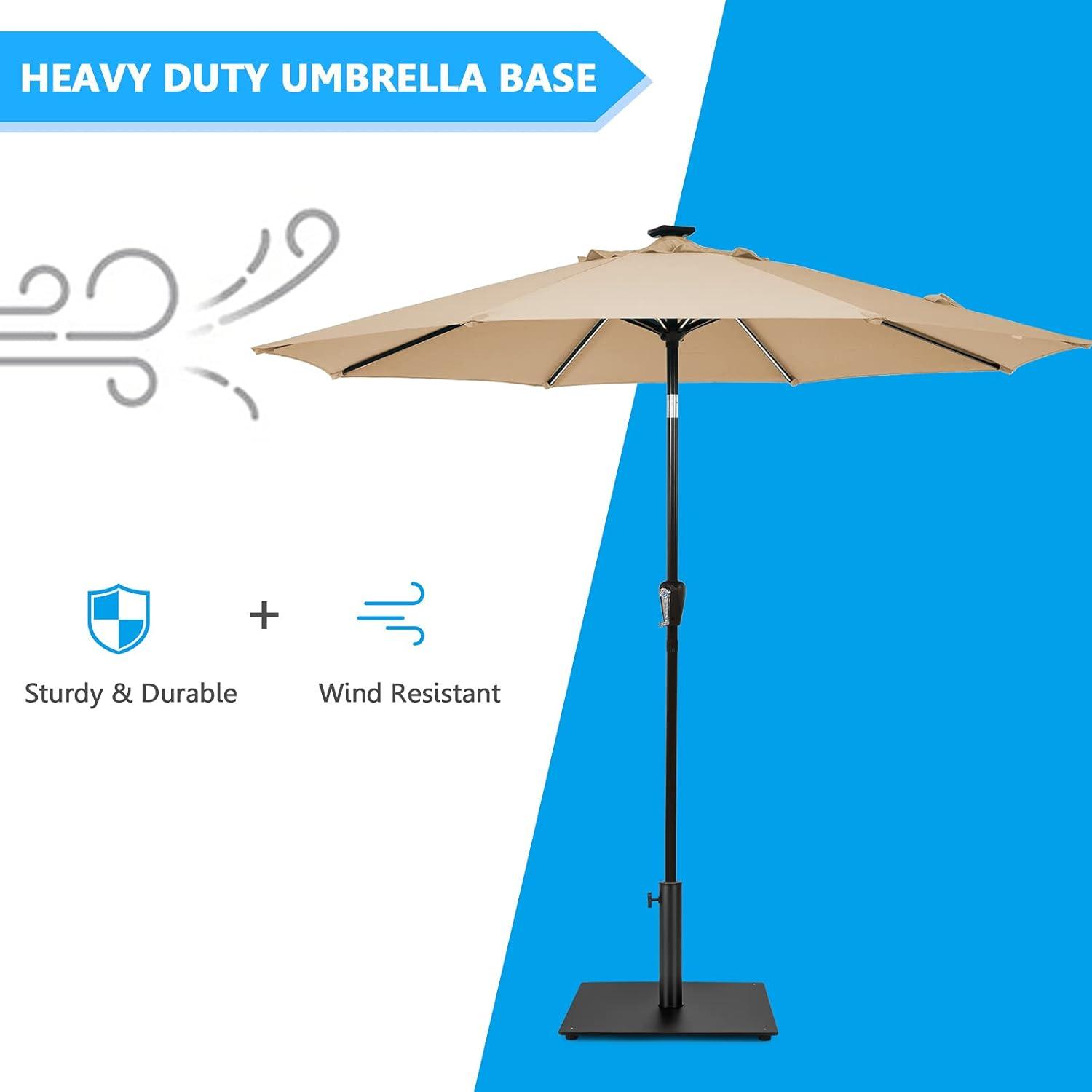 Black Heavy Duty Metal Square Umbrella Base with Adapters